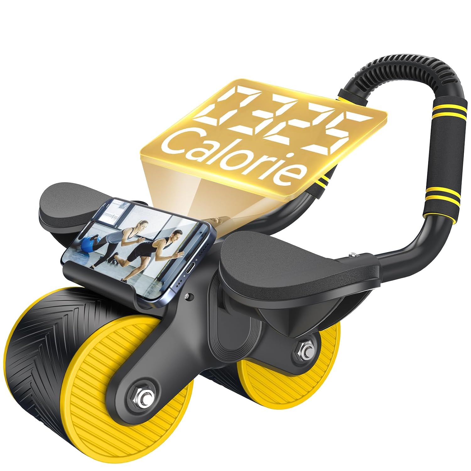Halohop AB Roller Wheel With Calorie Record Counting Exercise Wheel For Abdominal Core Strength Training, Automatic Rebound,Premium Abdominal AB Roller With Phone Holder For Men Women,Black