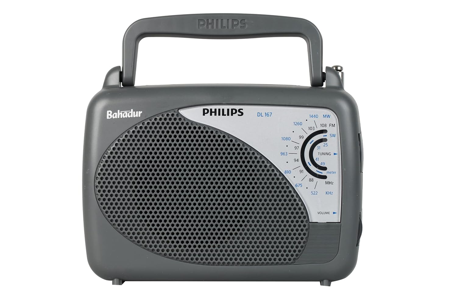 Philips DL167/94 Portable FM/MW/SW Radio, Telescopic Antenna, Dual Power (Battery & DC), Hand Carry Radio