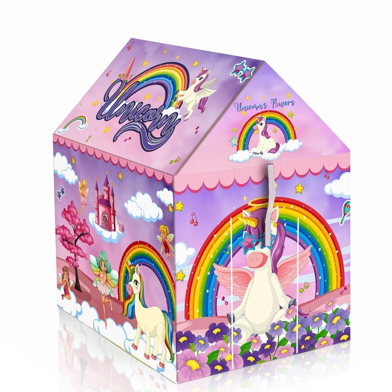Colorful Kids Play Tent House for Boys & Girls Age 3-10 Years Lightweight Foldable Playhouse Indoor Outdoor Activity Shelter Portable Toy Castle for Bedroom Garden & Travel (Unicorn Tent House)