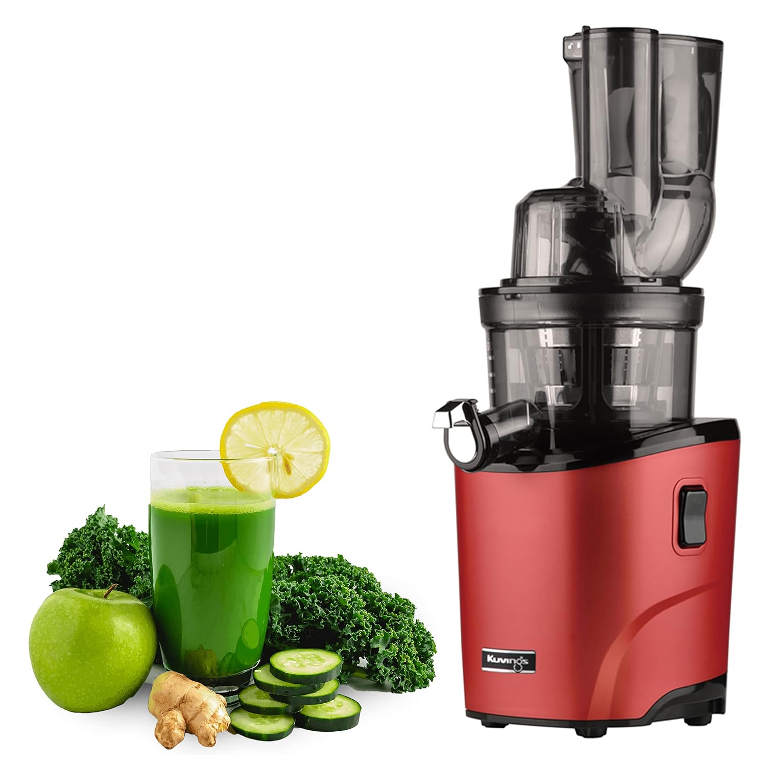 Kuvings REVO830 Red Luxury Cold Press Whole Slow Juicer, World’s 1st Patented Auto-Cutting Auger to reduce juicing time, 12 Yrs Motor Warranty, 240W Strong Motor, All-in-1 Fruit & Vegetable Juicer