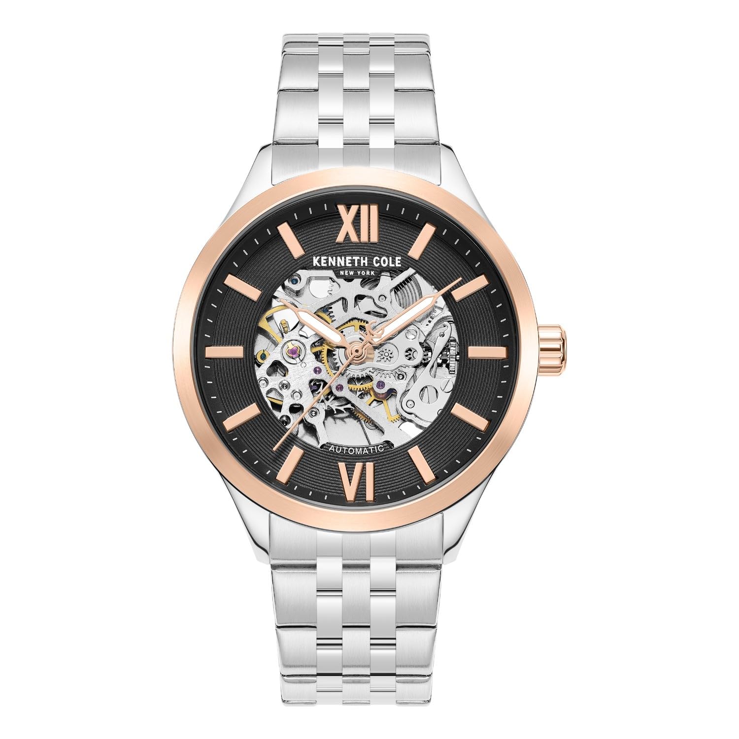 Kenneth Cole Automatic Gun Round Dial Men’s Watch | Stainless Steel Strap Material | Watches for Men Analog – KCWGY0103804MNW