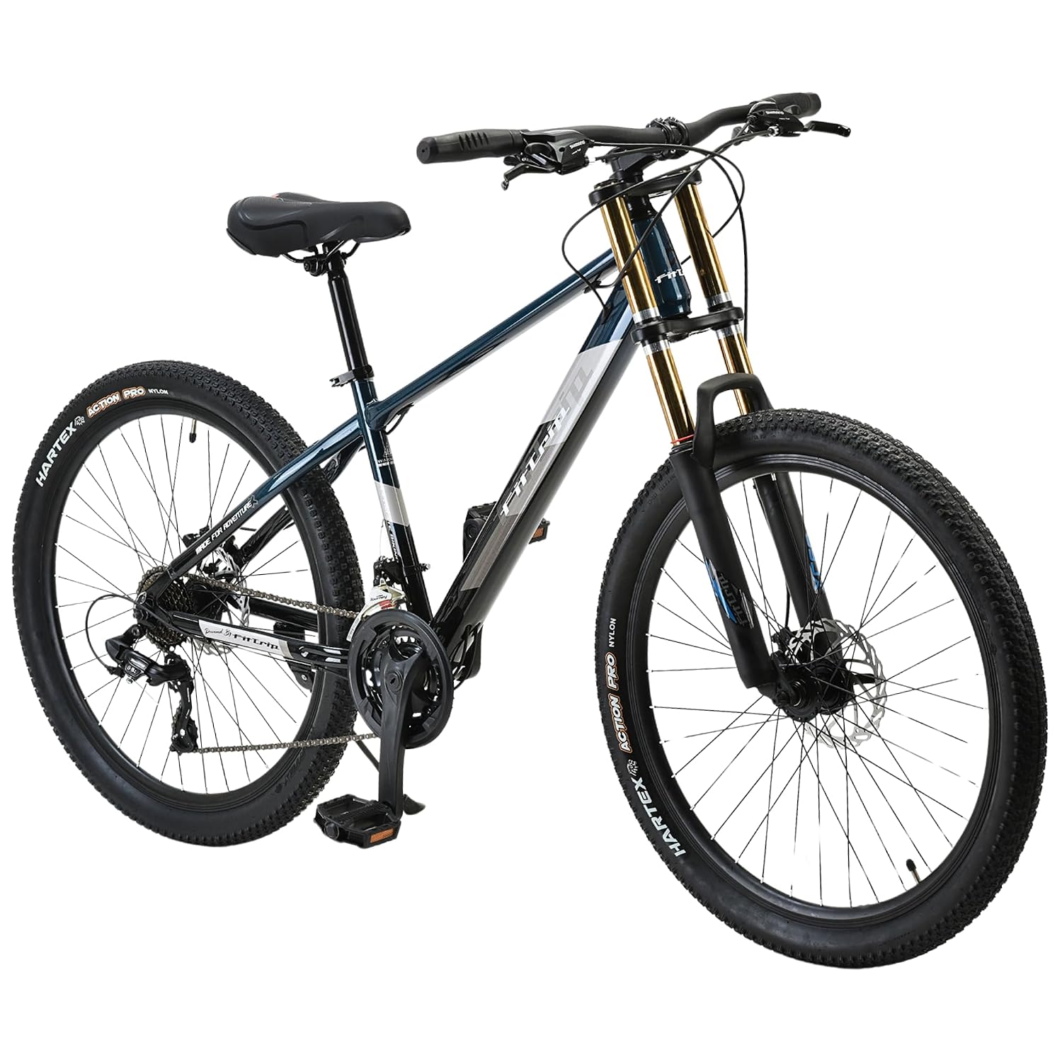 FitTrip Adult Super Dominator 26 Inch Stunt MTB,21 SPD Shimano Gearset | Imported Double Crown Suspension | 160MM Jak Disk Brakes | Dual Tone Paintjob with Crystals | Stunt Cycle (Mariana Teal Blue)