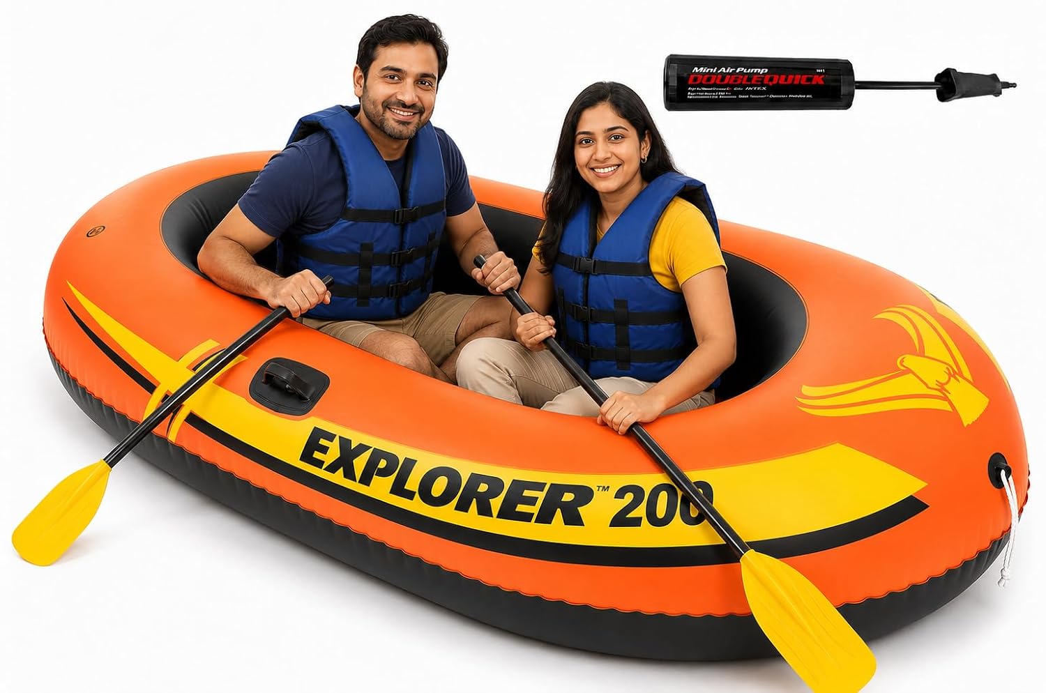 Toy Imagine Explorer 200 Inflatable Boat for 2 Person with Hand Pump & Oars Portable Water Boat, Rafting Boat, Fishing Boat & Rescue Boat for Kids & Adults Pool, Lake & River Adventure Boat