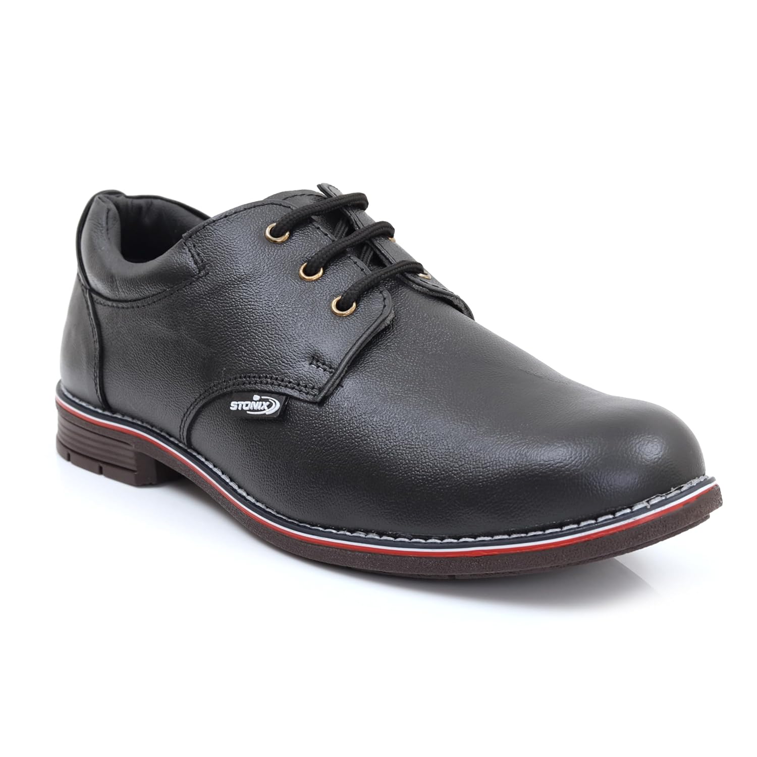 STONIX® Formal Premium Safety Shoes for Men | Steel Toe Cap | Anti-Slip and Water Resistant | Leather Material & TPR Sole | Lightweight for Construction Work (Size-09, Black)
