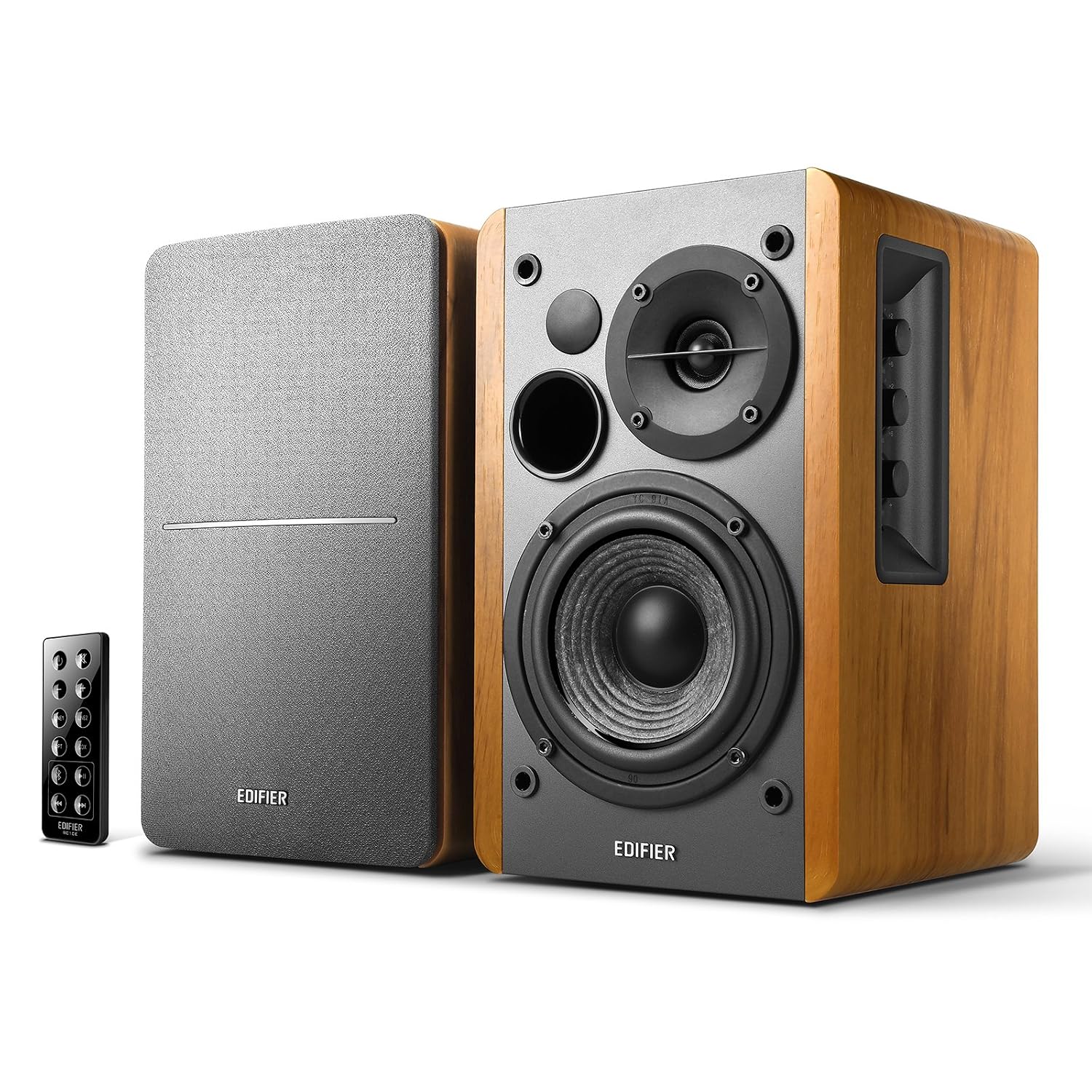 Edifier R1280DB Powered Bluetooth Bookshelf Speakers – Optical Input – Wireless Studio Monitors – 4 Inch Near Field Speaker – 42w RMS – Wood Grain