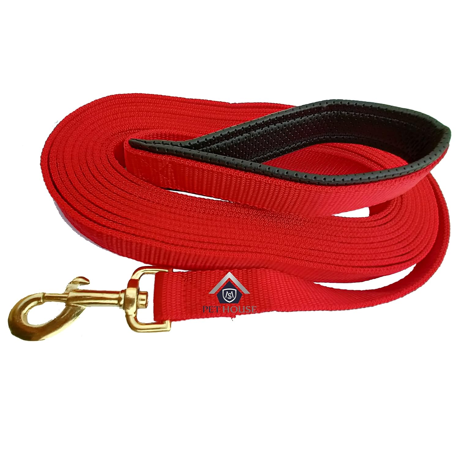 Padded Dog Training Lead 5 Feet Long Leash for Dogs (1 Inch Wide by 5 FT Long, Red Color)