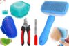 Sandra 4-in-1 Pet Grooming Kit for Dogs & Cats Includes Self Cleaning Brush, Cat Comb, Silicone Bath Scru