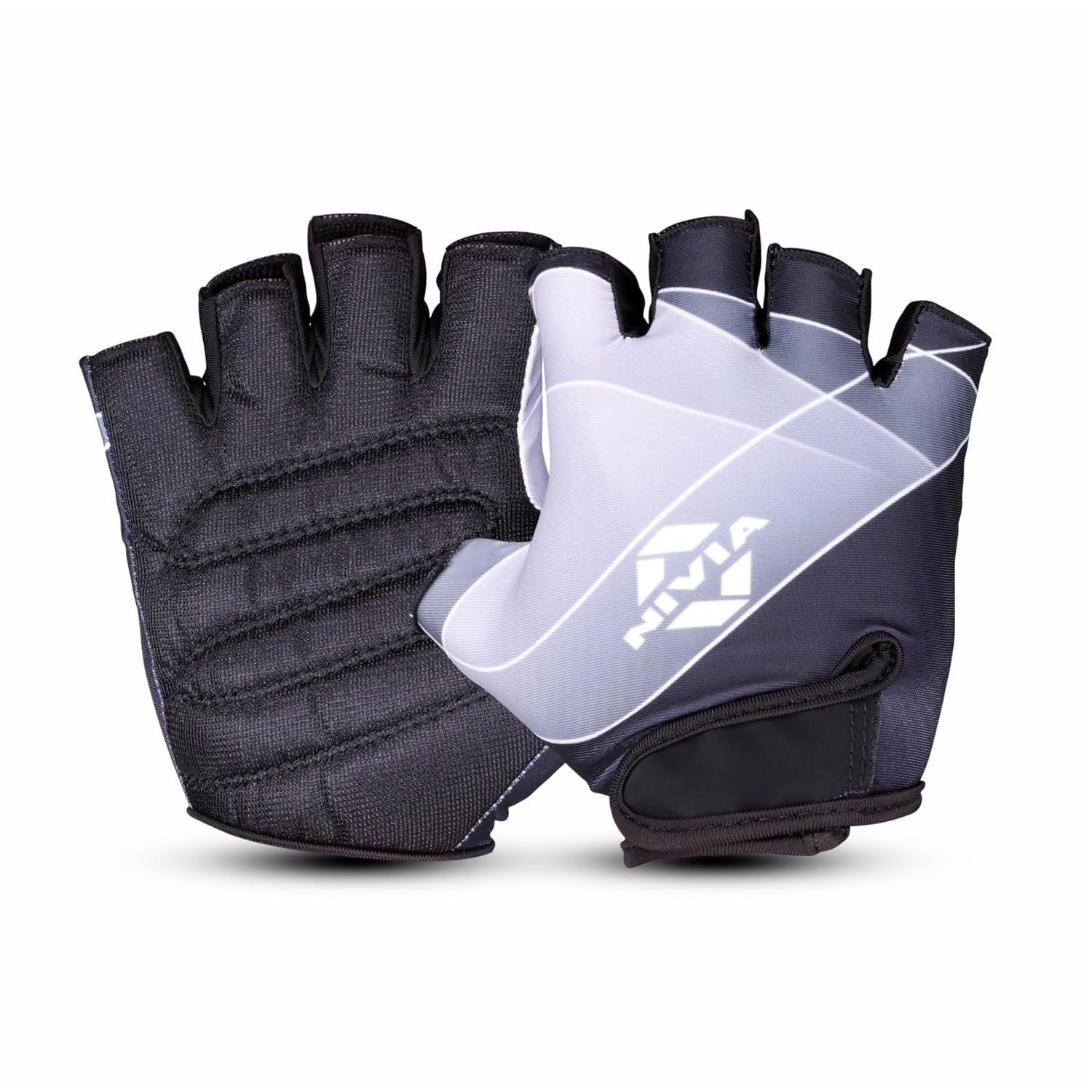 Nivia Crystal 2.0 Gym Gloves for Men & Women, Dotted Padded Palm with Breathable Fabric & Stretch Gussets Between Fingers, Ideal for Cycling, Crossfit, Weightlifting & Fitness Workouts (Black, L)