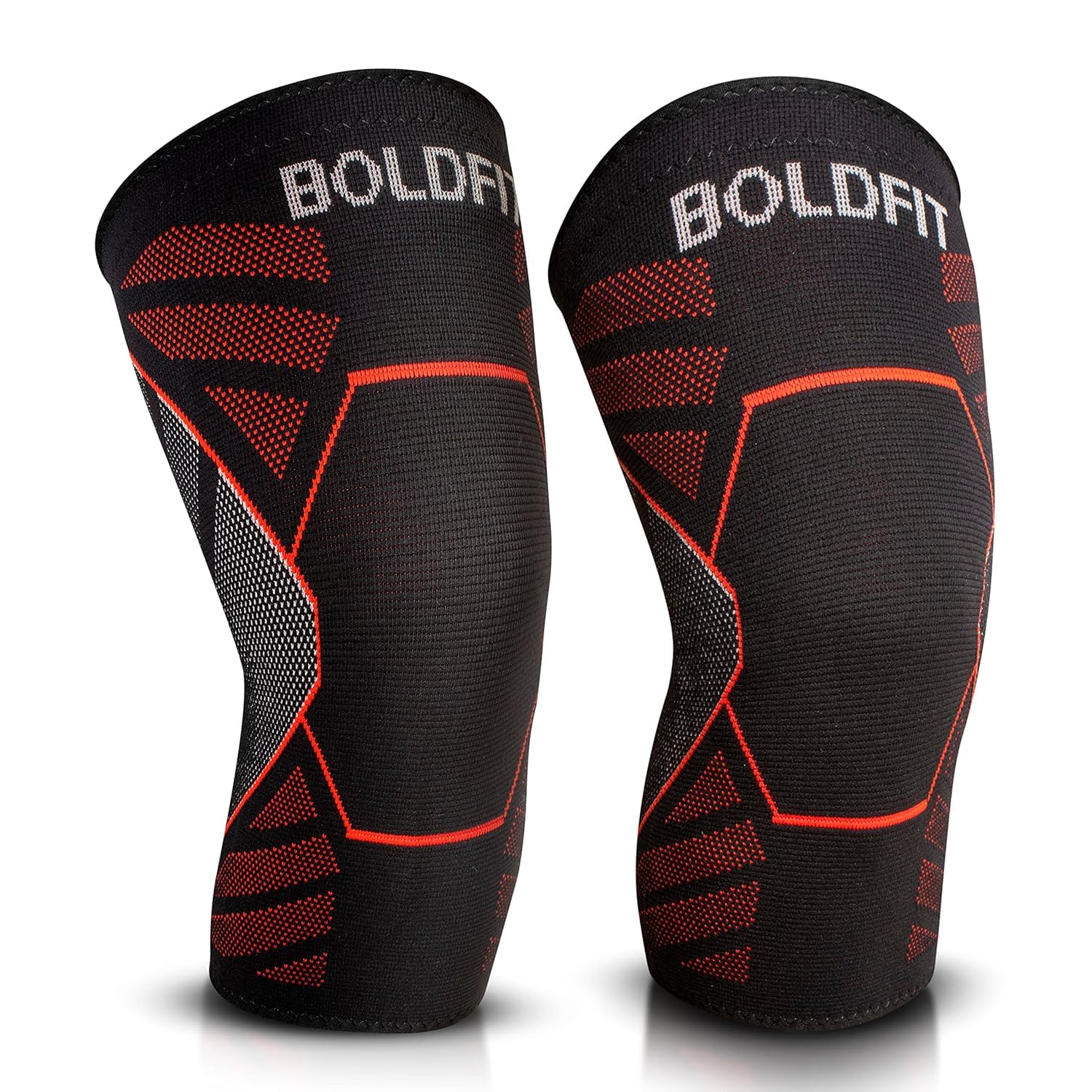 Boldfit Orthopedic Knee Caps for Men & Women Support for Pain Relief, Gym, Running, Arthritis & Workouts | Anti-Slip Sleeves for Squats, Sports, Badminton – Red- XL