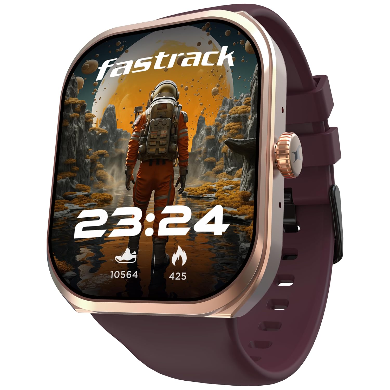 Fastrack Limitless FS2+ Smart Watch, 2.01″ UltraVU Display,Functional Crown, SingleSync BT Calling,110+ Sports Modes, 200+ Smartwatch Faces, Upto 7 Day Battery, 200 Watts,AI Voice Assistant (Wine Red)