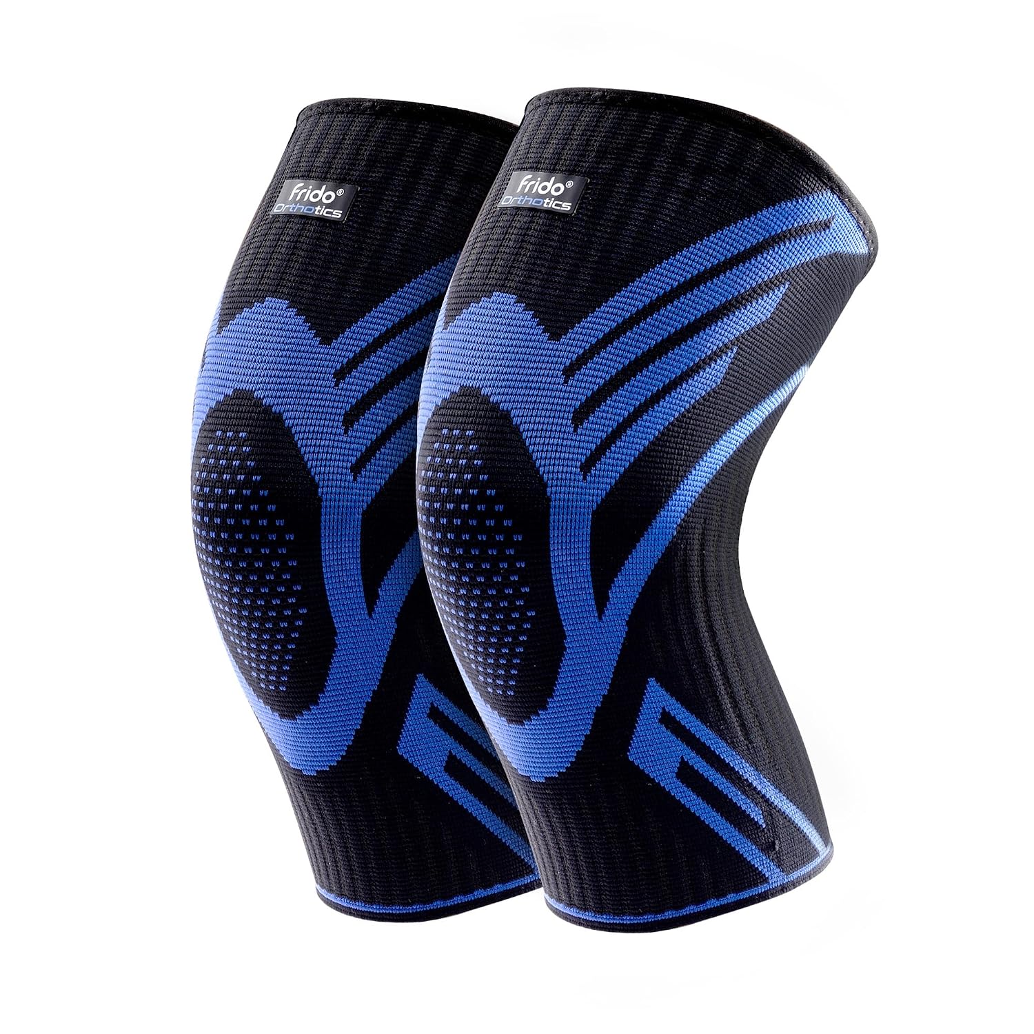 Frido Active Knee Cap Support for Men & Women | Active Compression for Pain Relief & Joint Support | Knee Sleeve for Gym, Running, Jogging, Sports & Workout | Anti-Sweat Knee Brace (1 Pair) Blue, Large