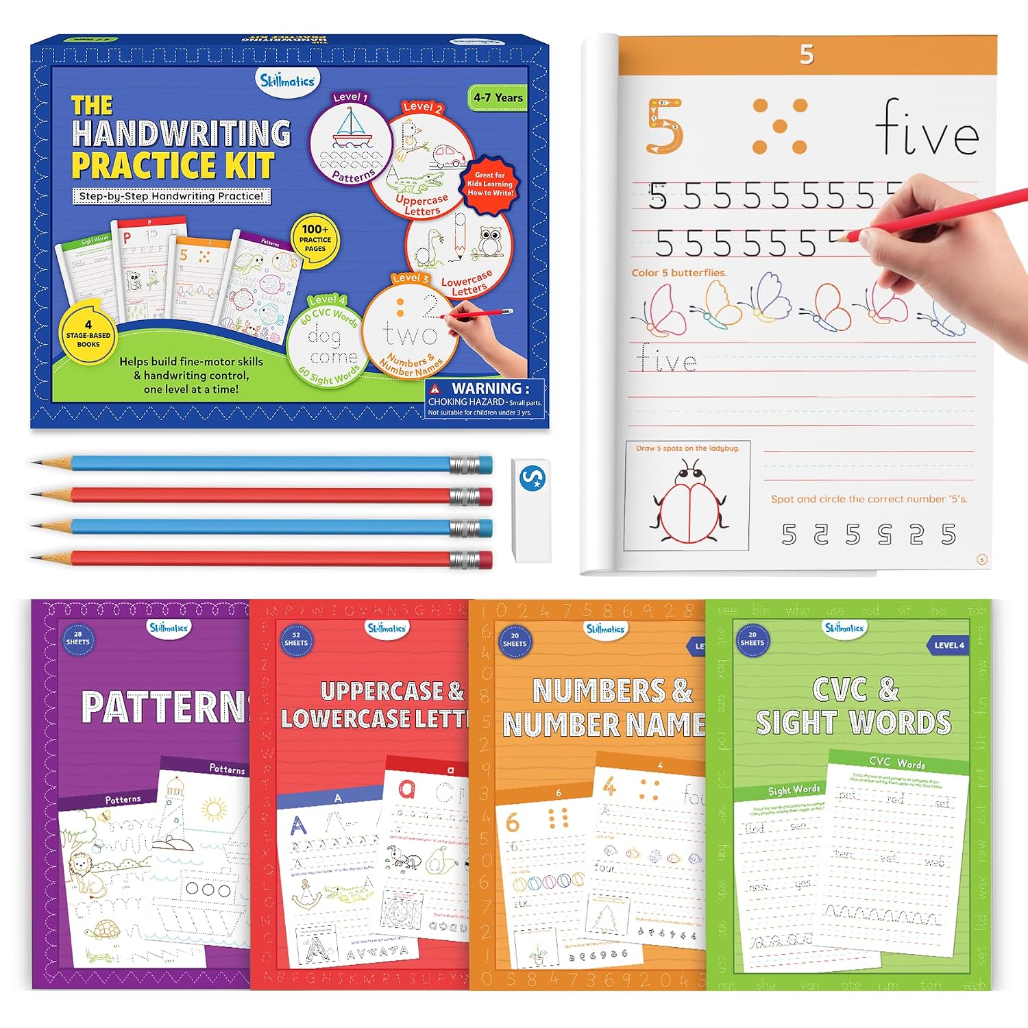 Skillmatics Handwriting Practice Kit – 4 Stage–Based Writing Workbooks