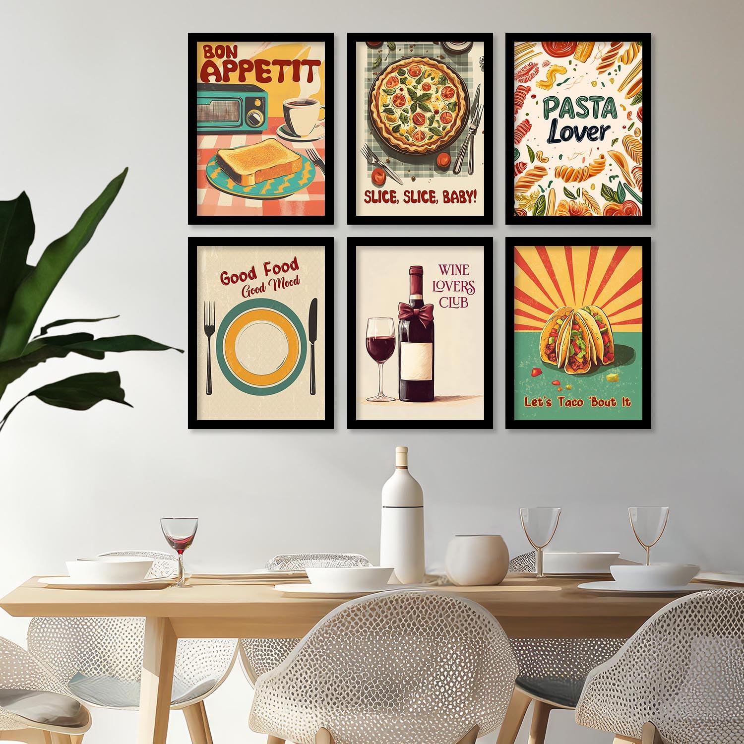 Kotart Bar Lounge Restaurant Kitchen Decoration Items | Café Wall Décor | Premium Wall Art | Retro Theme Cooking Food Kitchen Quotes Wall Poster With Frame Set of 6 retro Wall Decor – (Art 5, 10×13 inch, Framed)