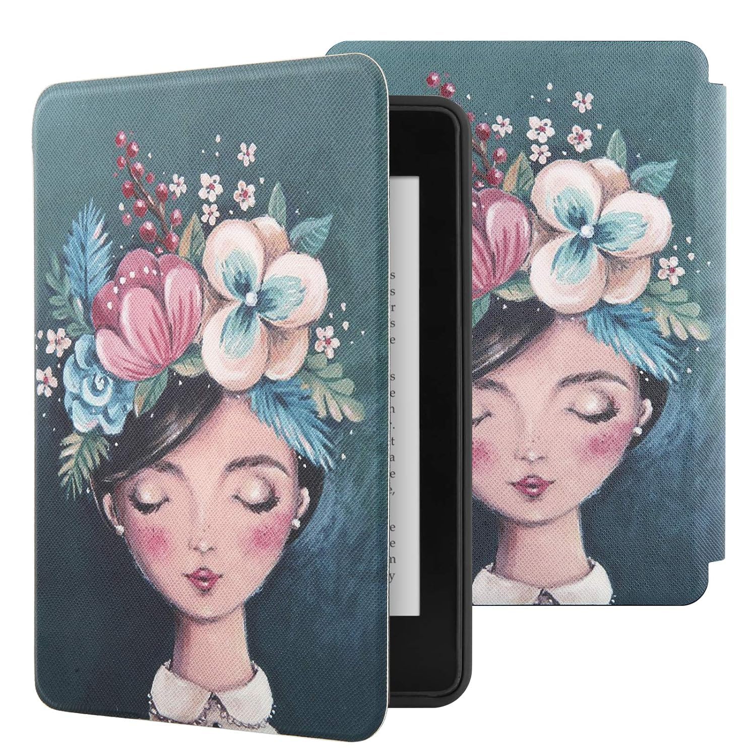 MOCA Case for Kindle Paperwhite 12th Gen 7″ (2024) & Kindle Colorsoft 7″ (2025), Slim PU Leather Cover with Auto Wake/Sleep, Magnetic Closure, Lightweight (Gouache Lady)