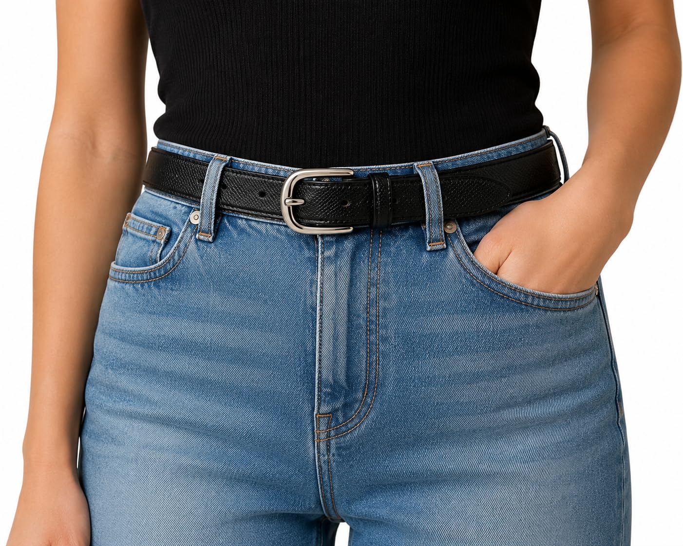 Trendy Girl’s Women’s PU Leather Belt Women’s,Ladies’s,Girl’s Belt For Jeans,Belt for Dresses Casual/Formal Belts Free Size Fit on Upto 36inch, Black Color