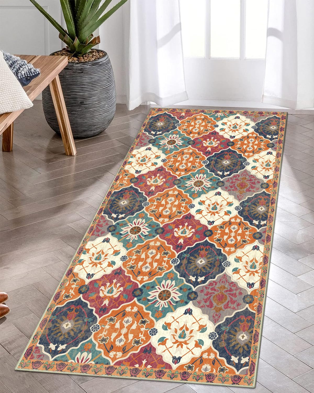 ishro home Premium Rug for Bed Room|Multipurpose Runner for Home/Kitchen/Living Area/Lobby/Office Entrance | Anti Skid Backing | Machine Washable | (45 x 153 Cm, Orange)