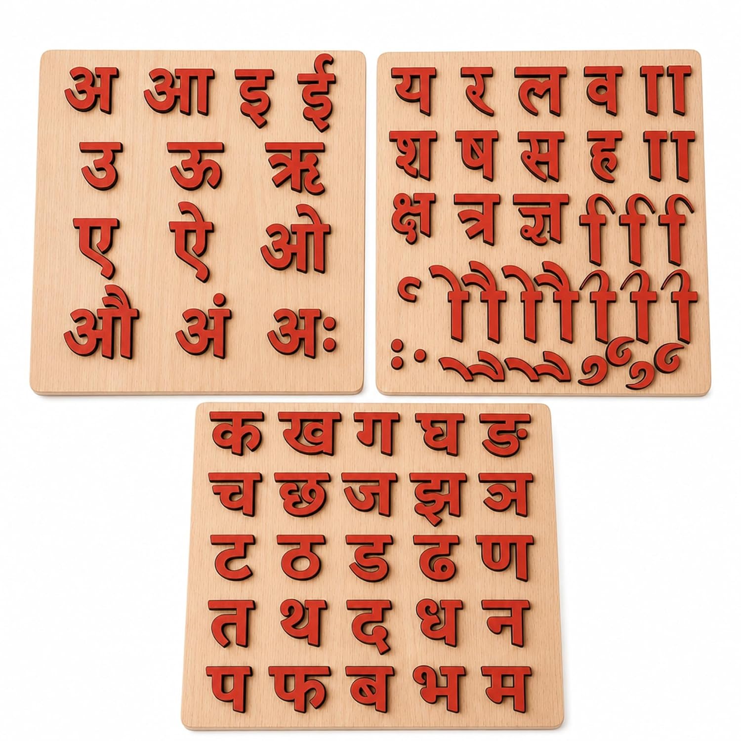 Tantrums Wooden Hindi Varnamala Puzzle | Hindi Alphabets Swar & Vyanjan | Educational Toy to Learn Hindi for Kids | Child-Safe Premium Wood