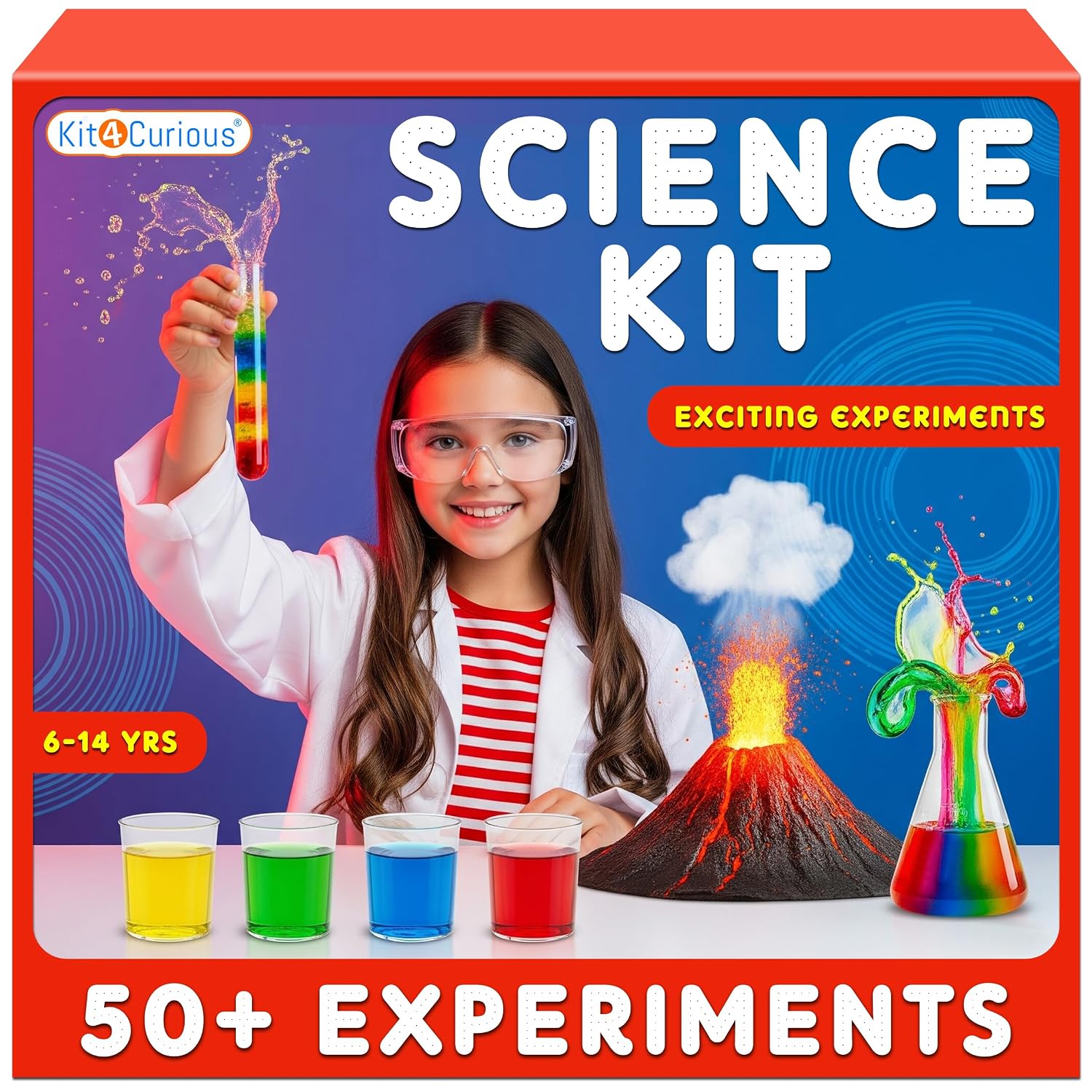 Kit4Curious® Science Experiment Kit | Chemistry Reactions + Physics Projects STEM Learning Educational kit | Birthday Gifts Ideas for Kids 6,7,8,9,10,11,12,13,14 Year Olds
