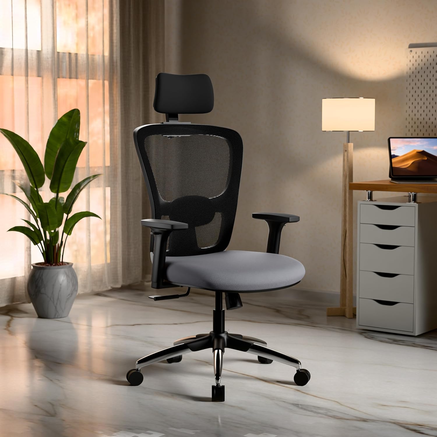Green Soul Jupiter Superb | Ergonomic Mesh Office Chair for Work | 3 Year Warranty | Multi-Lock Synchro Tilt Recline Mechanism | 2D Armrest | Adjustable Lumbar | High Back | Grey