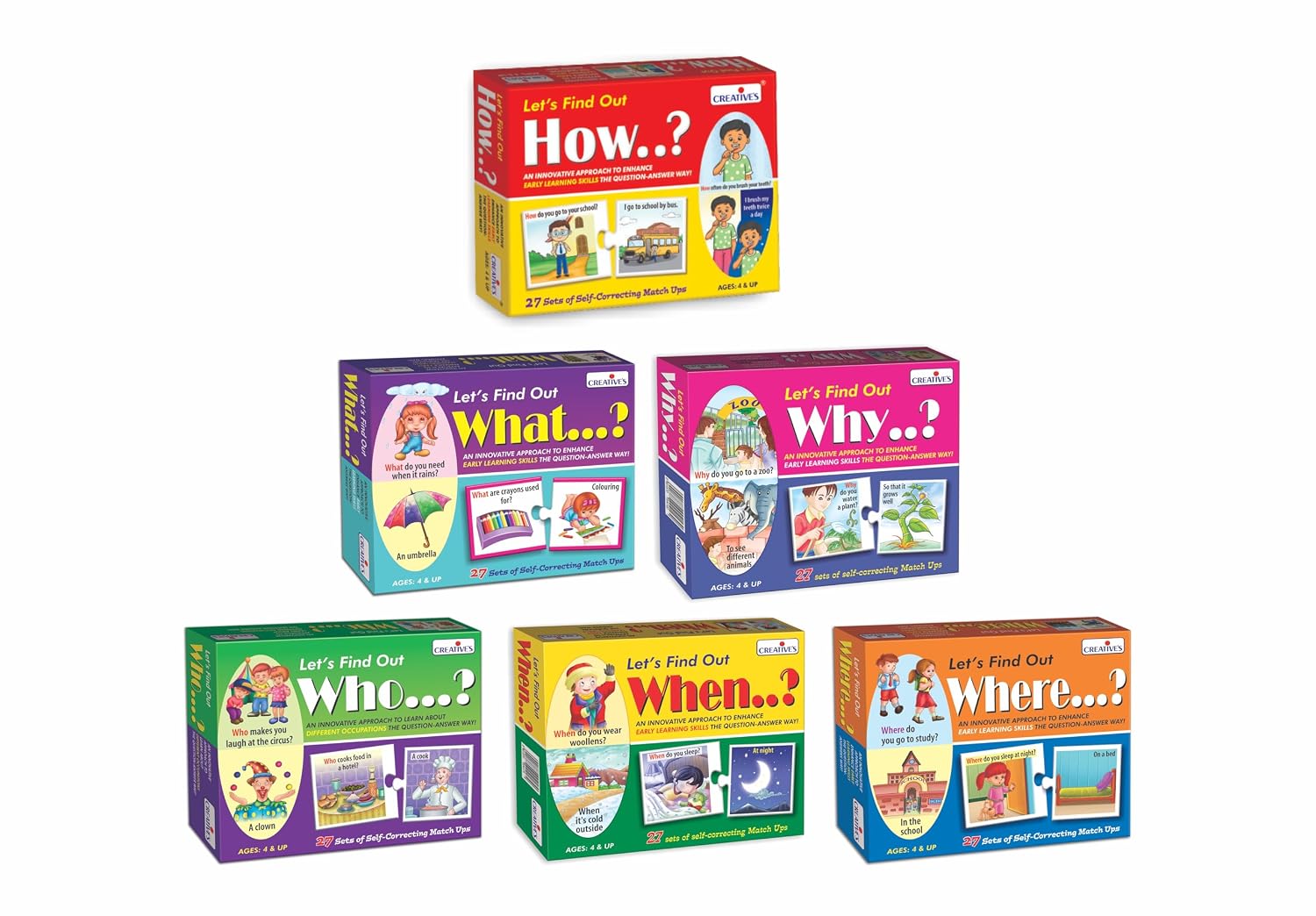 Creative’s ‘Wh’ Question Series| Pack Of 6| Let’s Find Out What, When, Who, Where, Why & How | Develops Language| Visual Discrimination| Reasoning Skills | Learning & Education | Ages 4 & Up
