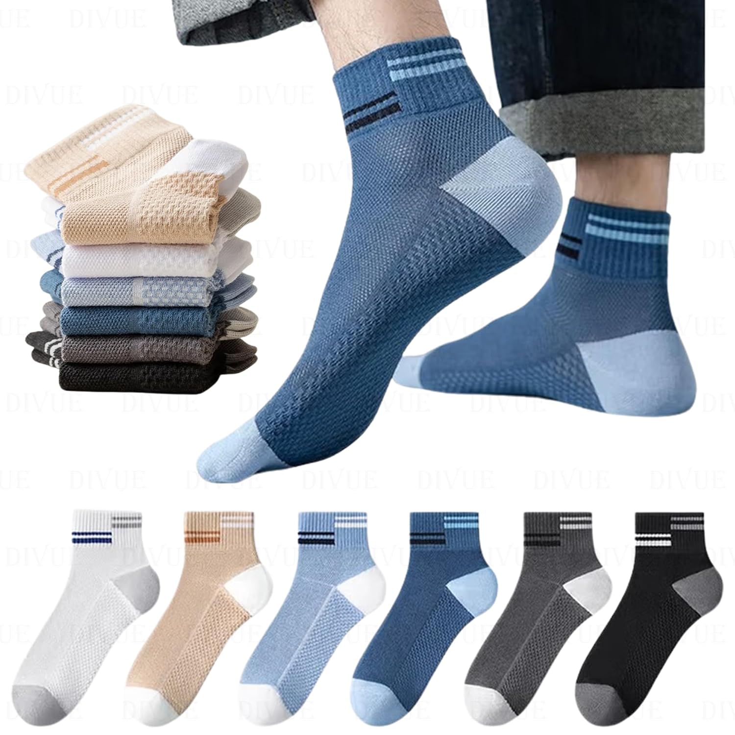 VAIDUE Cotton Ankle Length Socks for Men & Women – Pack of 6 Multicolor Soft Breathable Socks – Stretchable, Durable, Skin-Friendly Casual Socks for Daily Use, Gym, Sports & Office Wear