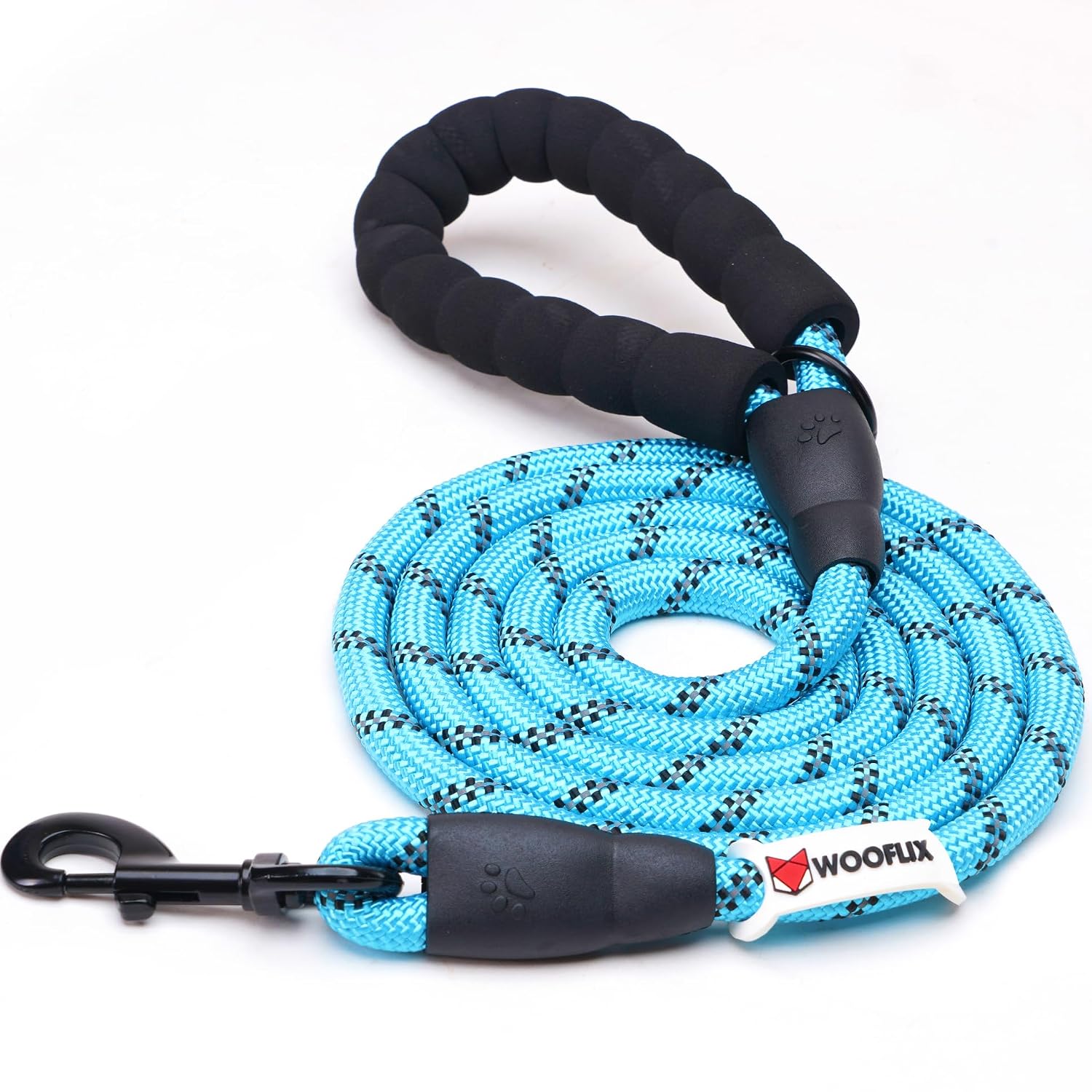 Wooflix Heavy Duty Nylon Dog Leash | Anti Slip Padded Handle Long Dog Leash | Highly Reflective Leash for Dogs | Dog Rope for Medium & Large Dogs | Dog Training Leash | (Blue, 5 Feet Long)