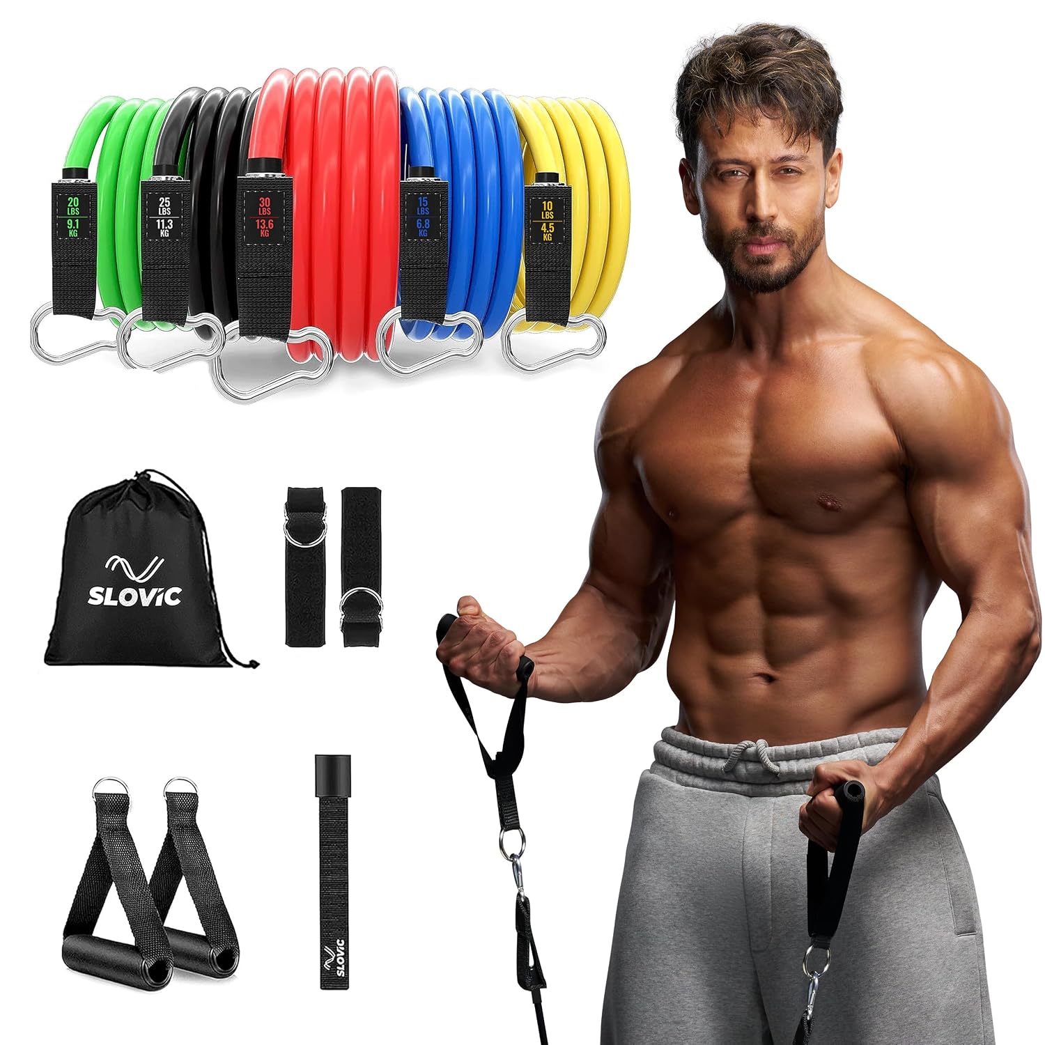 Slovic Resistance Tube [Upto 45 KG] | Set of 11