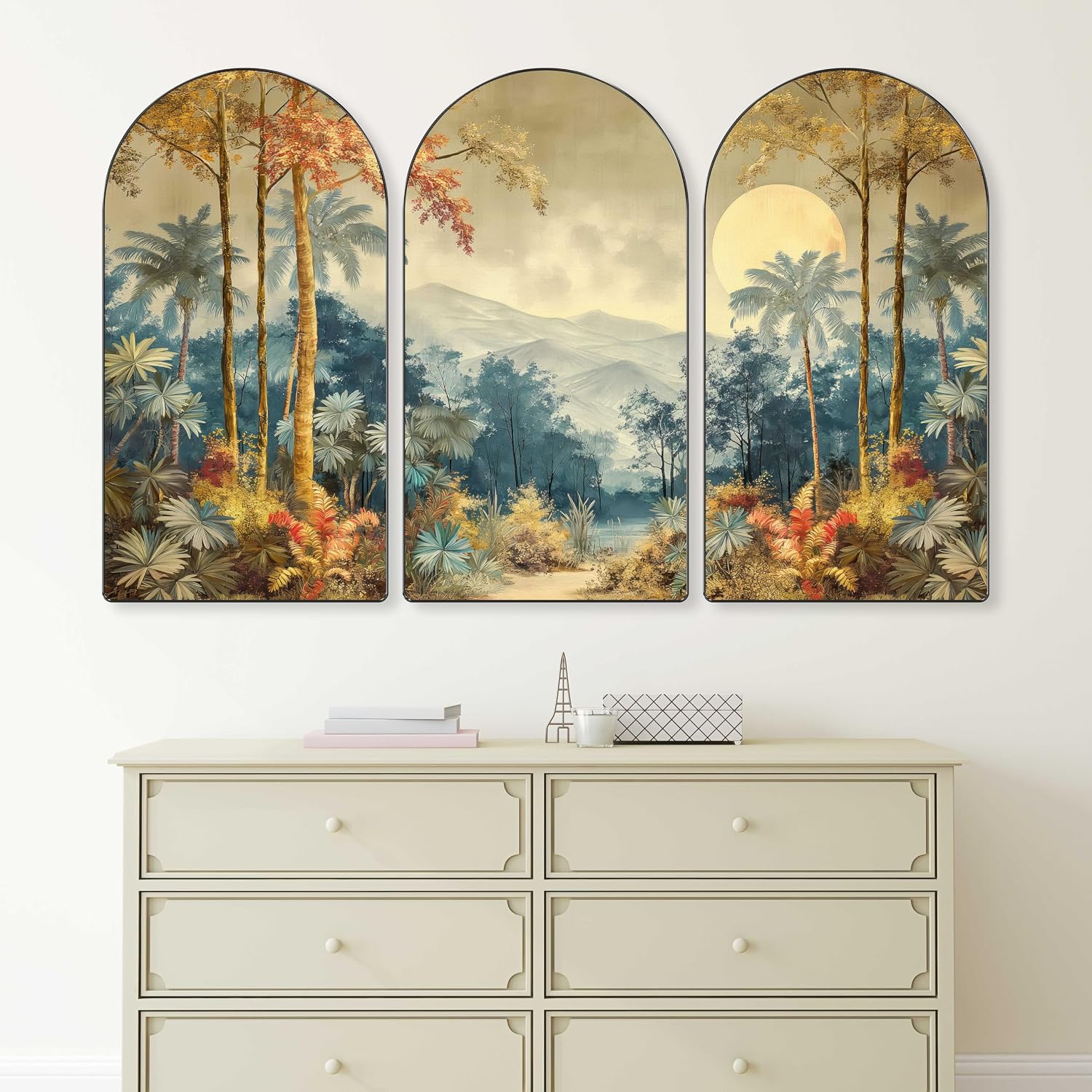 Livin’luxe Set of 3 Nature Scene with Palm Trees Wall Painting for Living Room, Bedroom, Hotels – Big Size Stylish Frame 50 inch x 30 inch Wall Art for Home Decoration RPNL-24