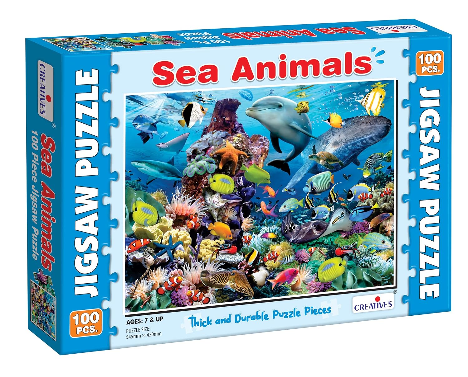 Creative’s Sea Animals – 100 Piece Jigsaw Puzzle | Ocean-Themed for Kids & Adults | Fun & Challenging Brain Game | Educational Sea Life for Ages 6 & Up