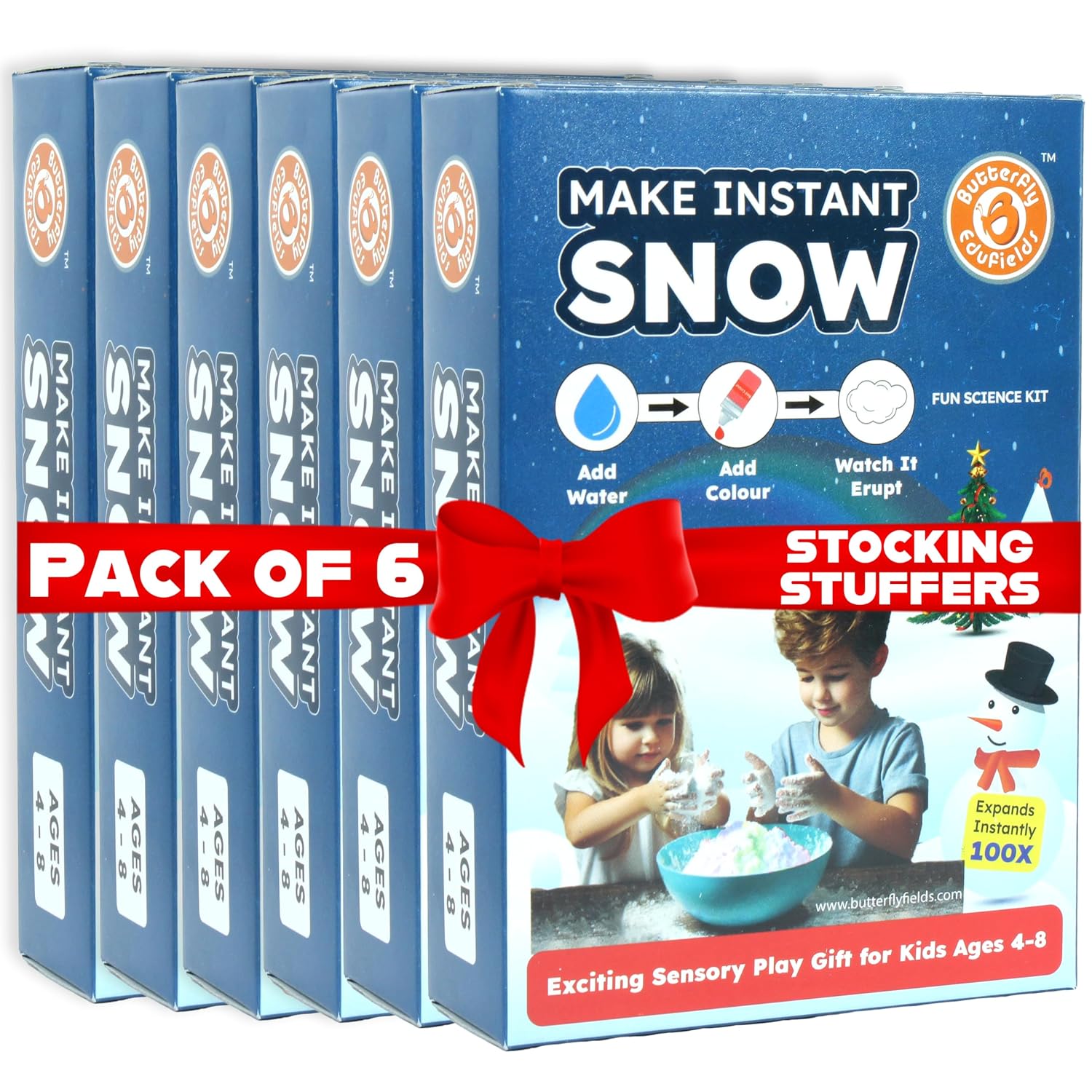 Butterfly EduFields Snow Magic Science Kit (Pack of 6) | Instant Artificial Snow Activity | Return Gift for Kids Birthday Party Age 4-10 | Educational STEM Fun