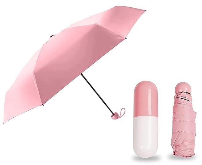 NJK PURNASHAKTI Creative Capsule Case Umbrella Lightweight Waterproof UV Protection Mini Compact Foldable Design Travel Umbrella For Men and Women (Assorted)