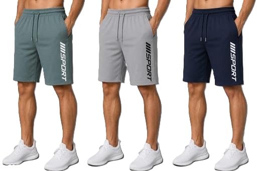 Mahira Hosiery Pack of 3 Printed Shorts for Men | Comfortable Polyester Sports Half Pants