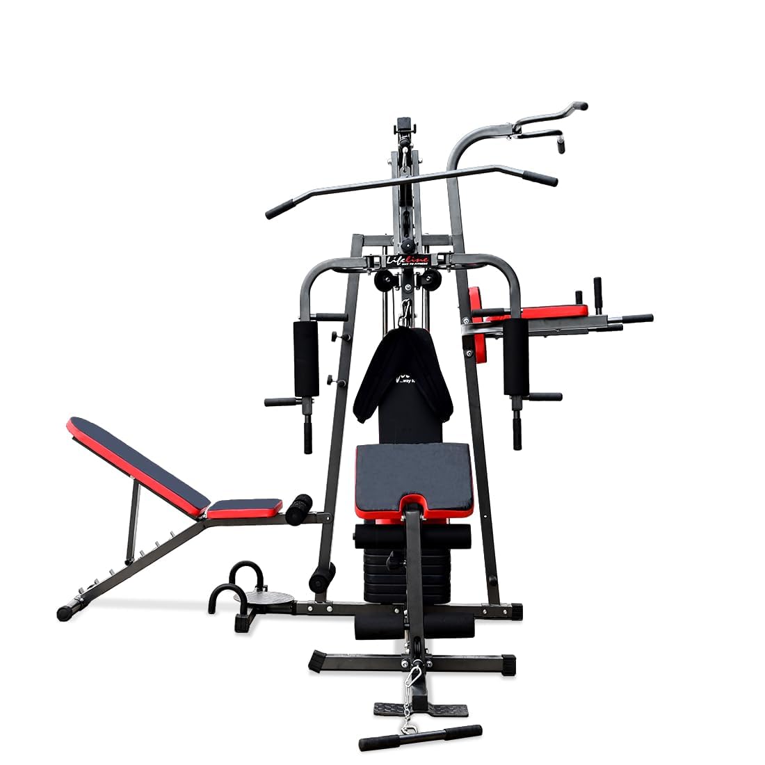 Lifeline HG 300 3 Station Multi Gym Machine for Home with Adjustable Bench