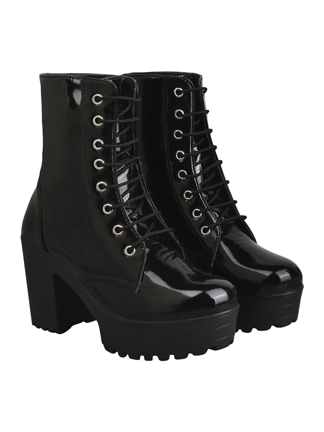 Shoetopia Women & Girls Lace Up Block Heeled Western Boots
