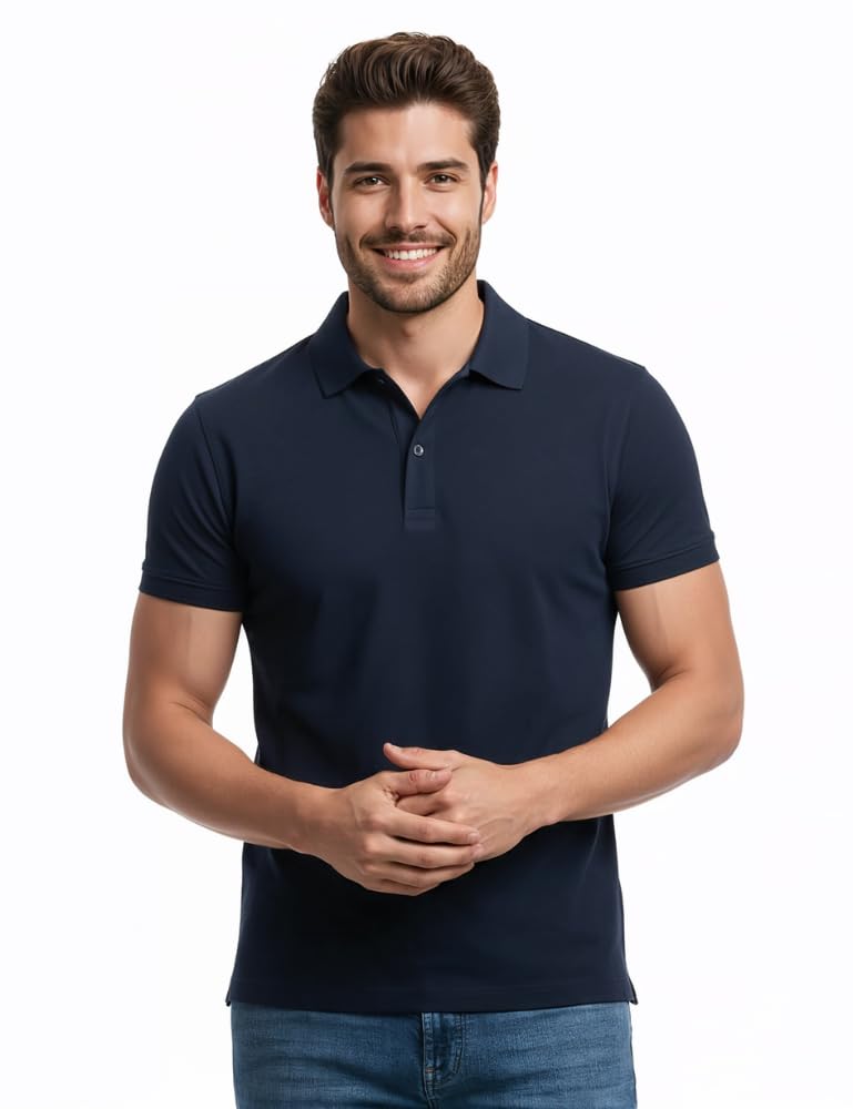 Men’s Polo T Shirt | Premium Cotton Rich Solid Regular Fit | Collar Neck Half Sleeve | Casual Office Polo Tee