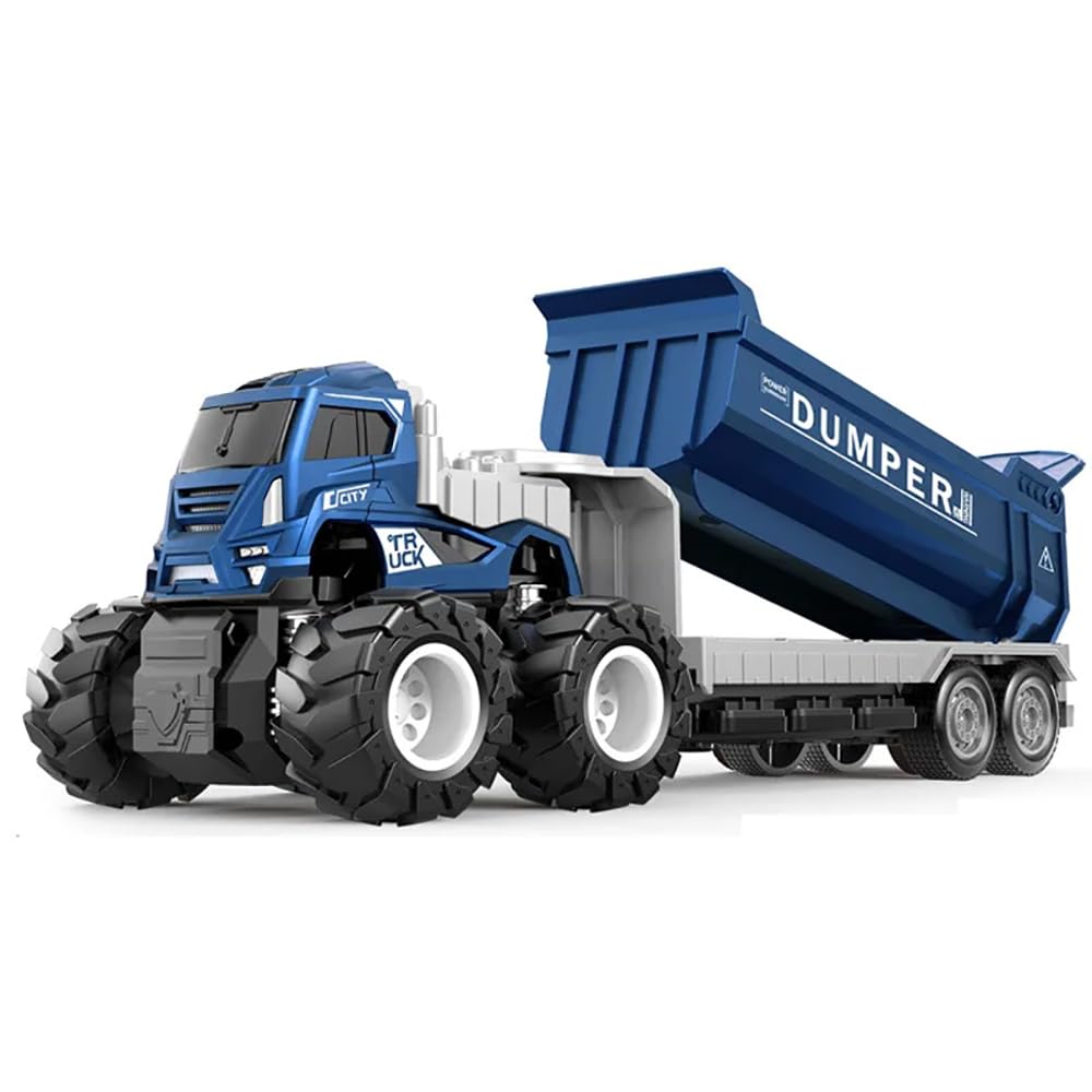 DEUSON ECOM Dumper Toy Truck Toys Metal Head Trucks Toy Friction Powered Engineering Vehicle Model Construction Toys for 2 3 4 5 Years Kids