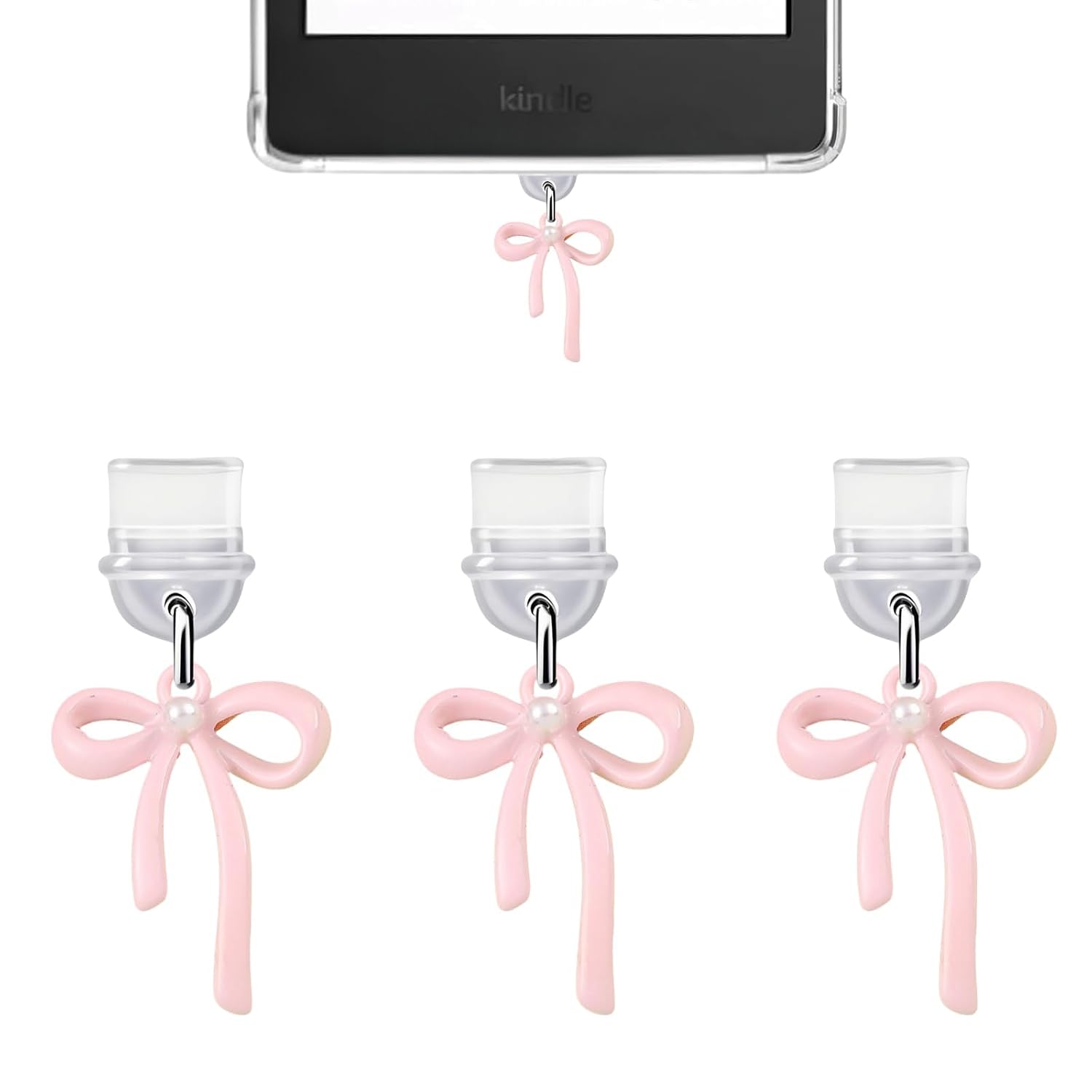 Mobile Charger Protector, Dust Plug Charm Set of 3, Zinc Alloy Phone Charger Port Cover, Decorative Dust Plug for Kindle Paperwhite, Stylish Accessories for Daily Use, Outing, Party