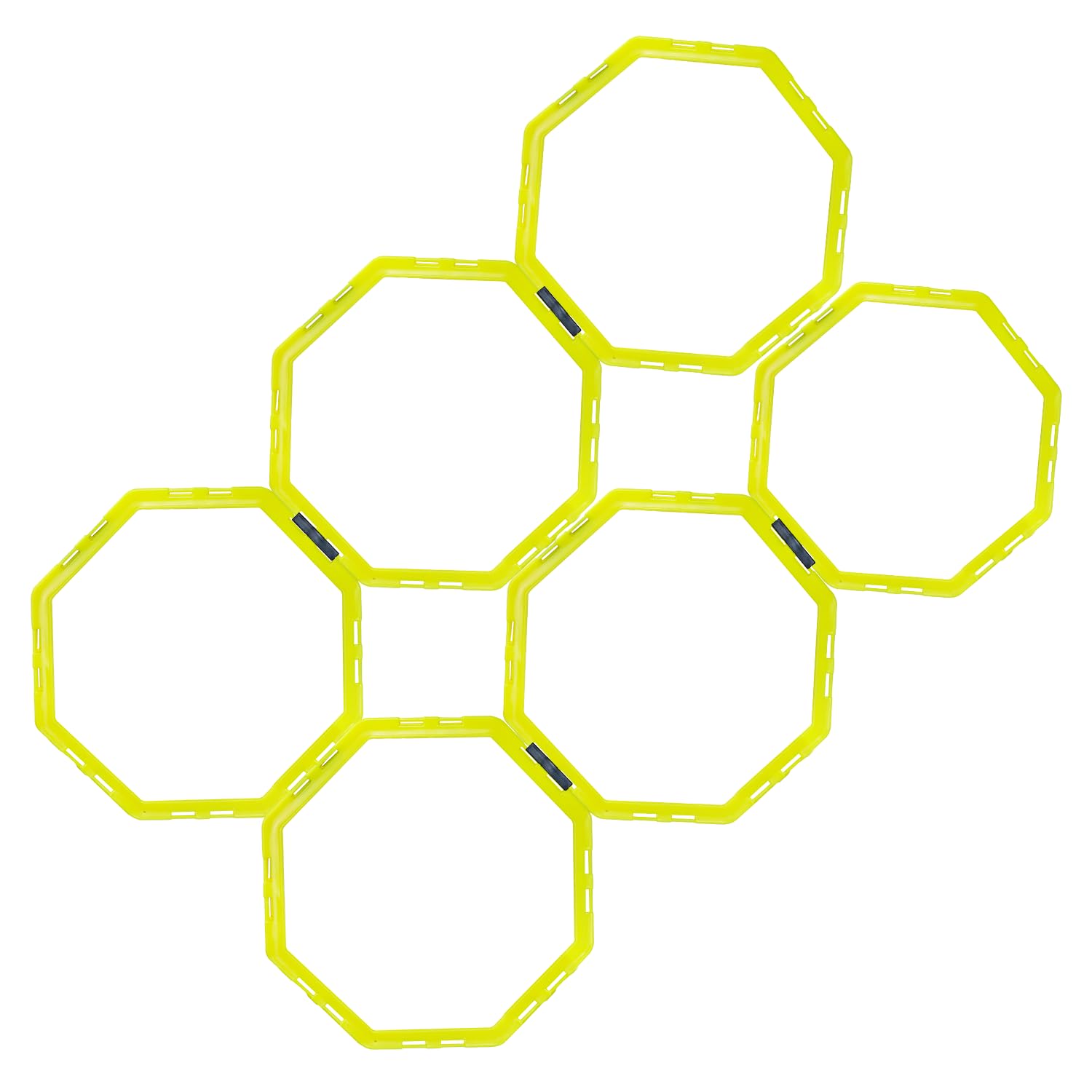 Synco Agility Training Ring Ladder | Sports Soccer Football Speed Training Ladder | Fitness Equipment, Hex Hoops (Yellow, Set of 6 Rings)