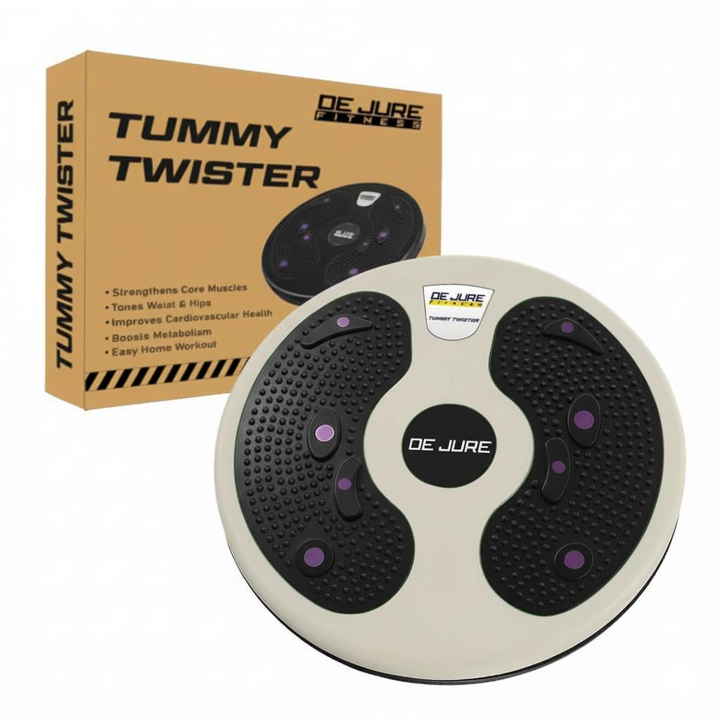 De Jure Fitness Tummy Twister & Abs Trimmer | Exercise Roller & Waist Shaper for Men & Women | Non-Slip Home Workout Equipment for Weight Loss & Core Training – Black