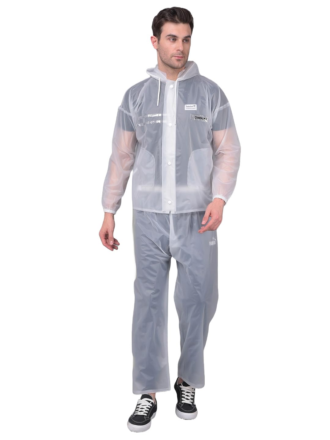 Dollar Rainguard Men’s PVC Full Sleeve Solid Raincoat Set With Adjustable Hood and Pocket