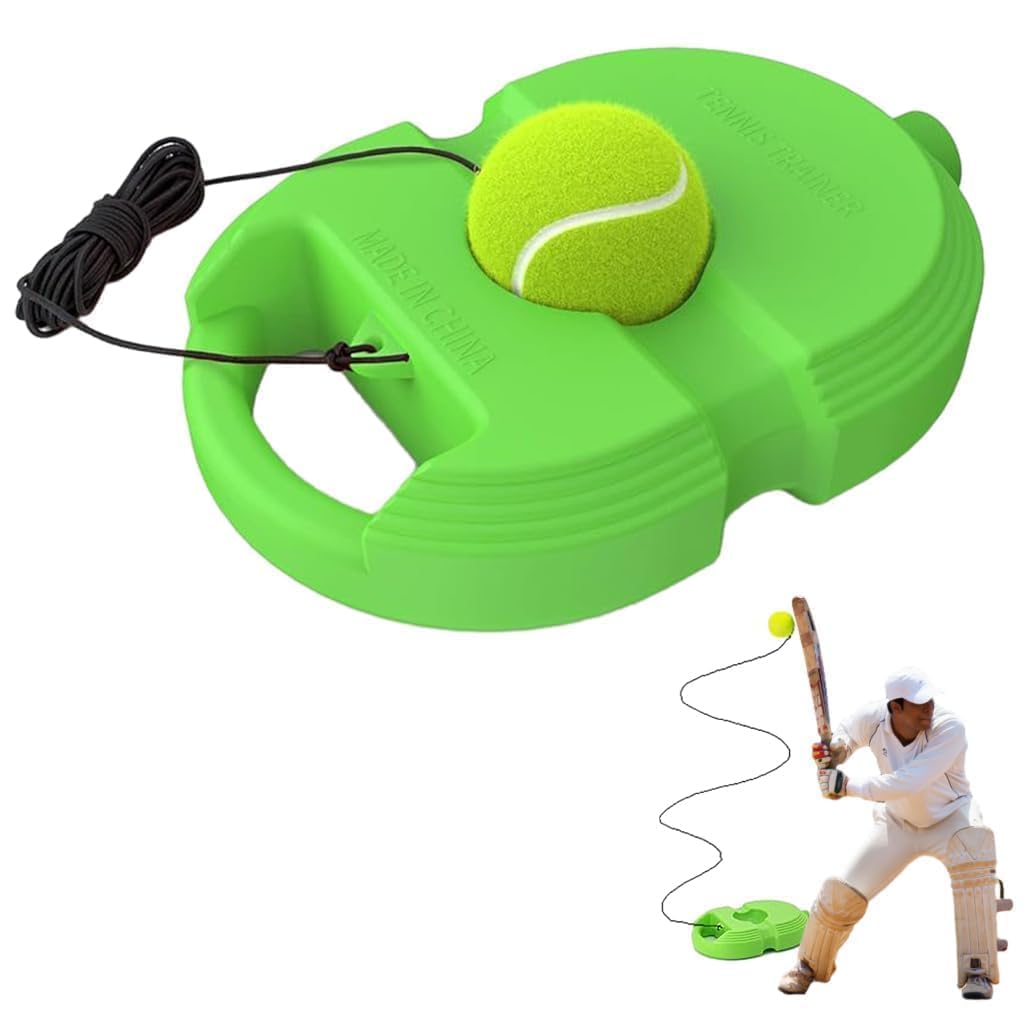 Tennis Trainer Rebound Ball Set | Solo Tennis Practice Trainer with Elastic Rebound String & Heavy Stable Base | Self Training Equipment for Kids & Adults (Round)