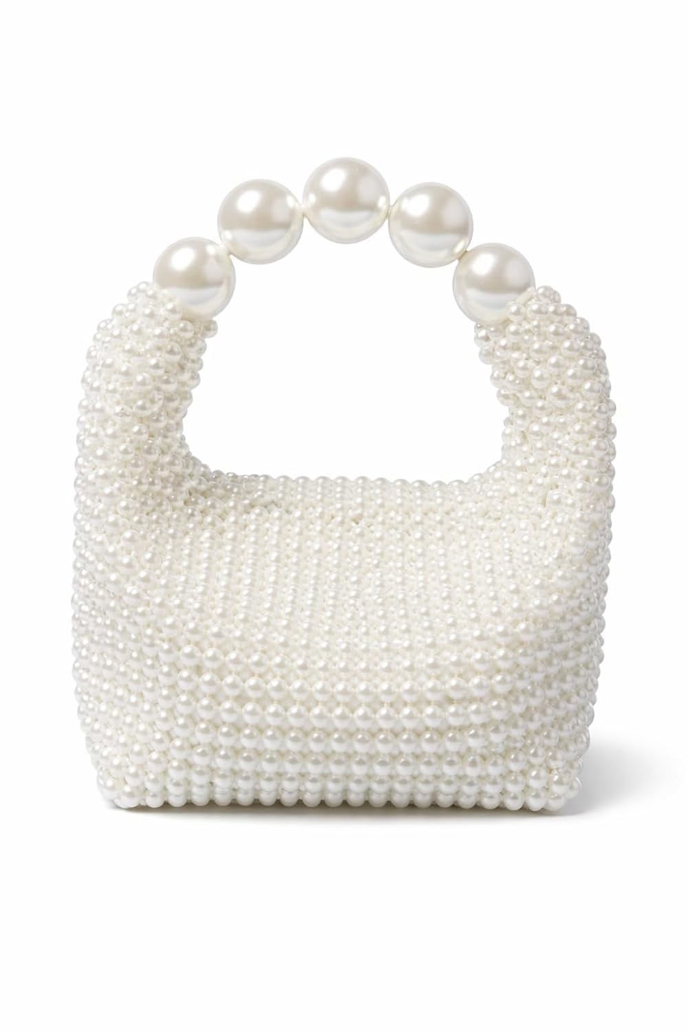 Women Pearl Beaded Clutch Handle Bag Evening HandBag