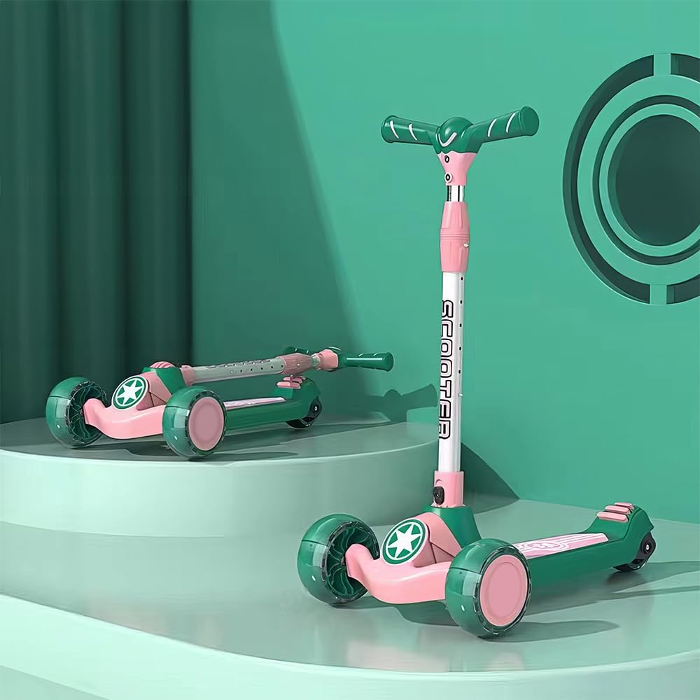 StarAndDaisy Kids Kick Scooter for 3+ Year, kick Scooter for Kids, Skating Scooter with Light Up LED Wheels, Adjustable Handle Height, Foldable 3 Wheel Skate Scooter for Boys Girls 3–12 Years