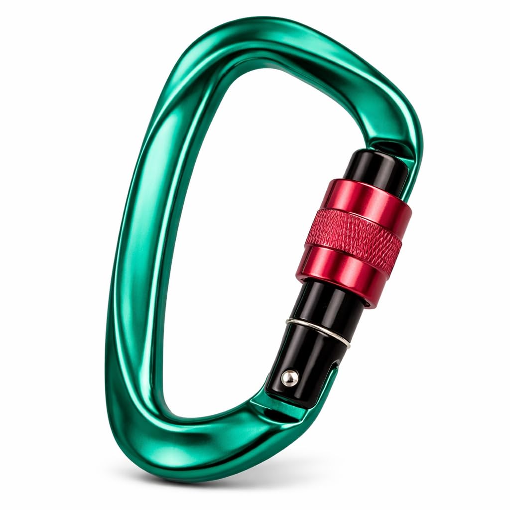 Leopsortz Climbing Carbiner 25 KN – Heavy Duty D Shape Snap Hook for Rockclimbing, Rope Swing | Avaition Aluminium, Lightweight, Rust Proof, for Mountaineering, Rappelling (1, Green, 3.8×2.3 Inch)