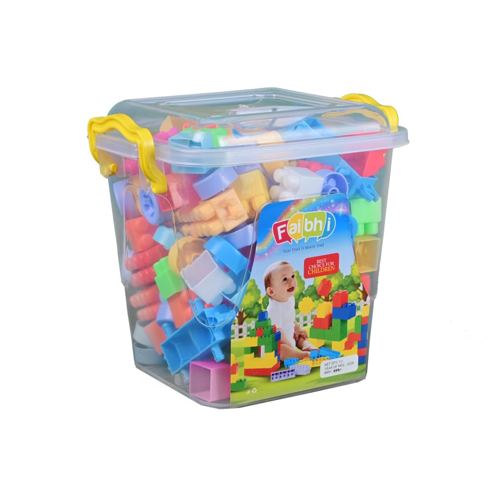 Building Block Assembly Toy Set with Storage Container, 100 Pcs, 3+ Yrs