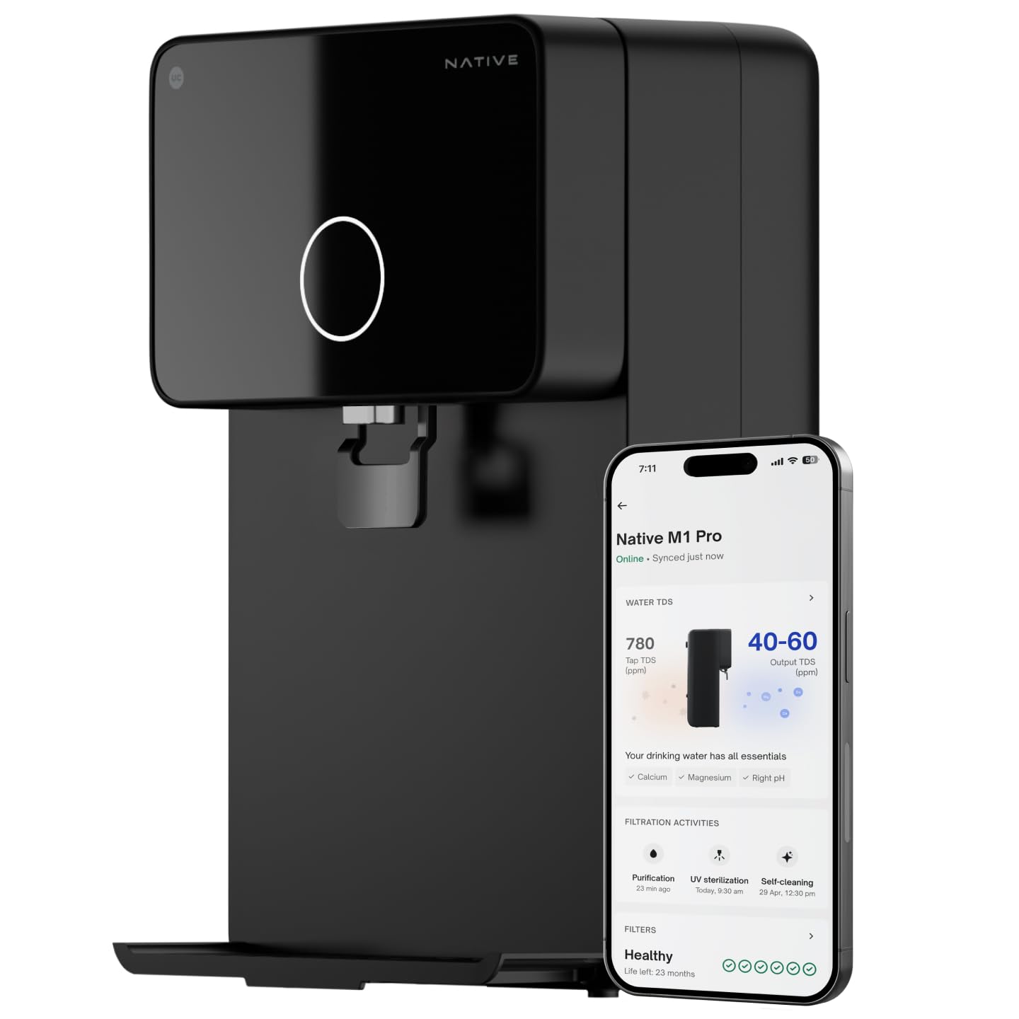 Native M1 Pro Water Purifier by Urban Company | Smart Real-Time Tracking | 10-Stage RO+UV+Copper+Alkaline+Mineraliser | No Service for 2 Years | India’s Only 2-year Unconditional Warranty
