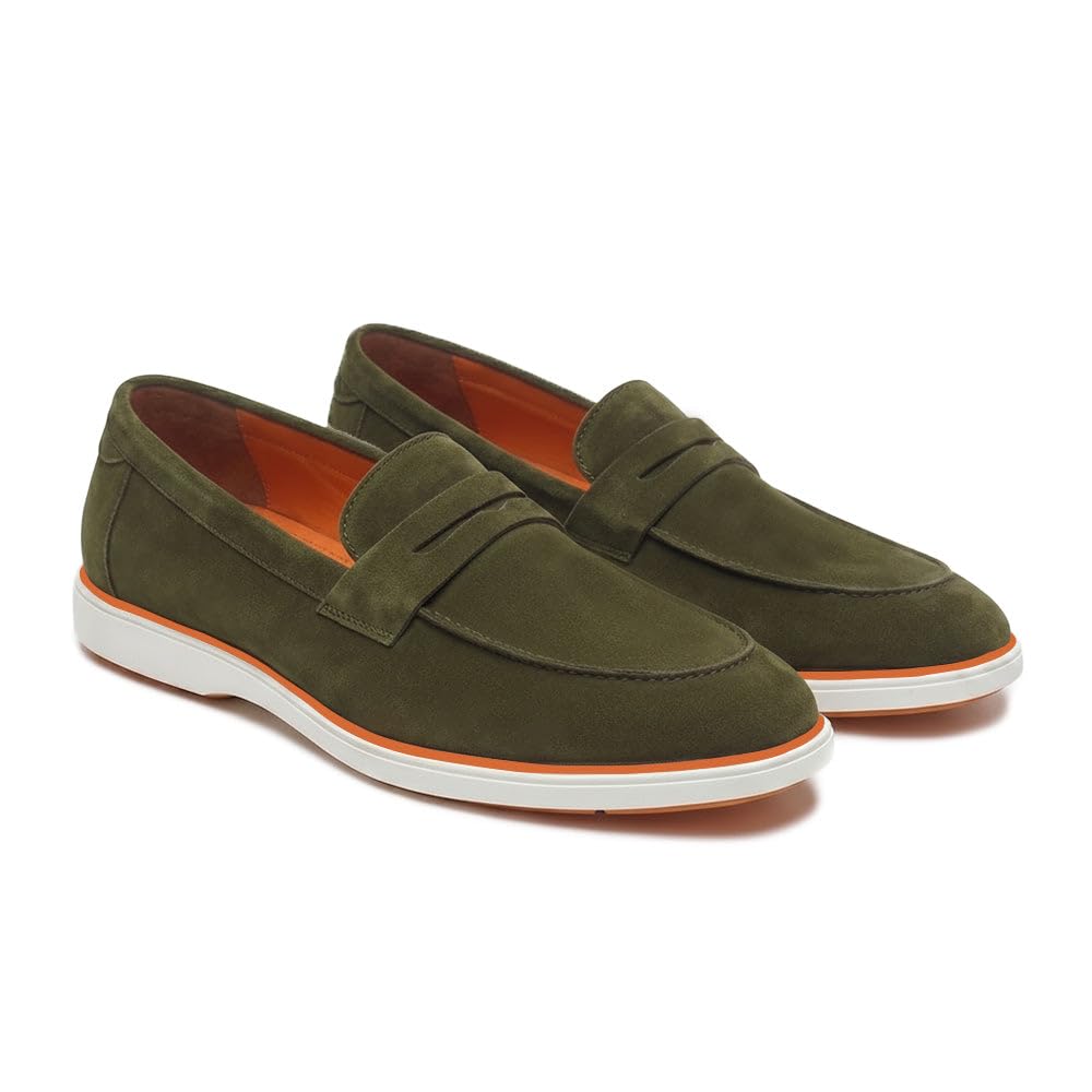 HAYES LONDON Italian Suede Leather Loafers for Men | Casual Slip-On Shoes | Breathable & Lightweight Summer Wear | Comfortable Walking Shoes