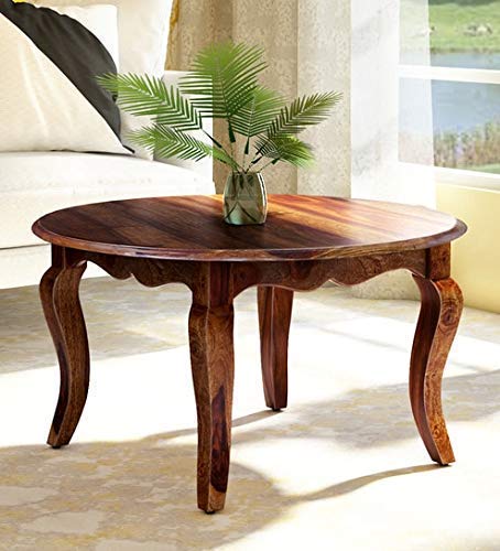 Sheesham Wood Center Coffee Table for Living Room – Solid Wood Sofa Center Table for Home & Office – Round Coffee Table (Honey Brown Finish)