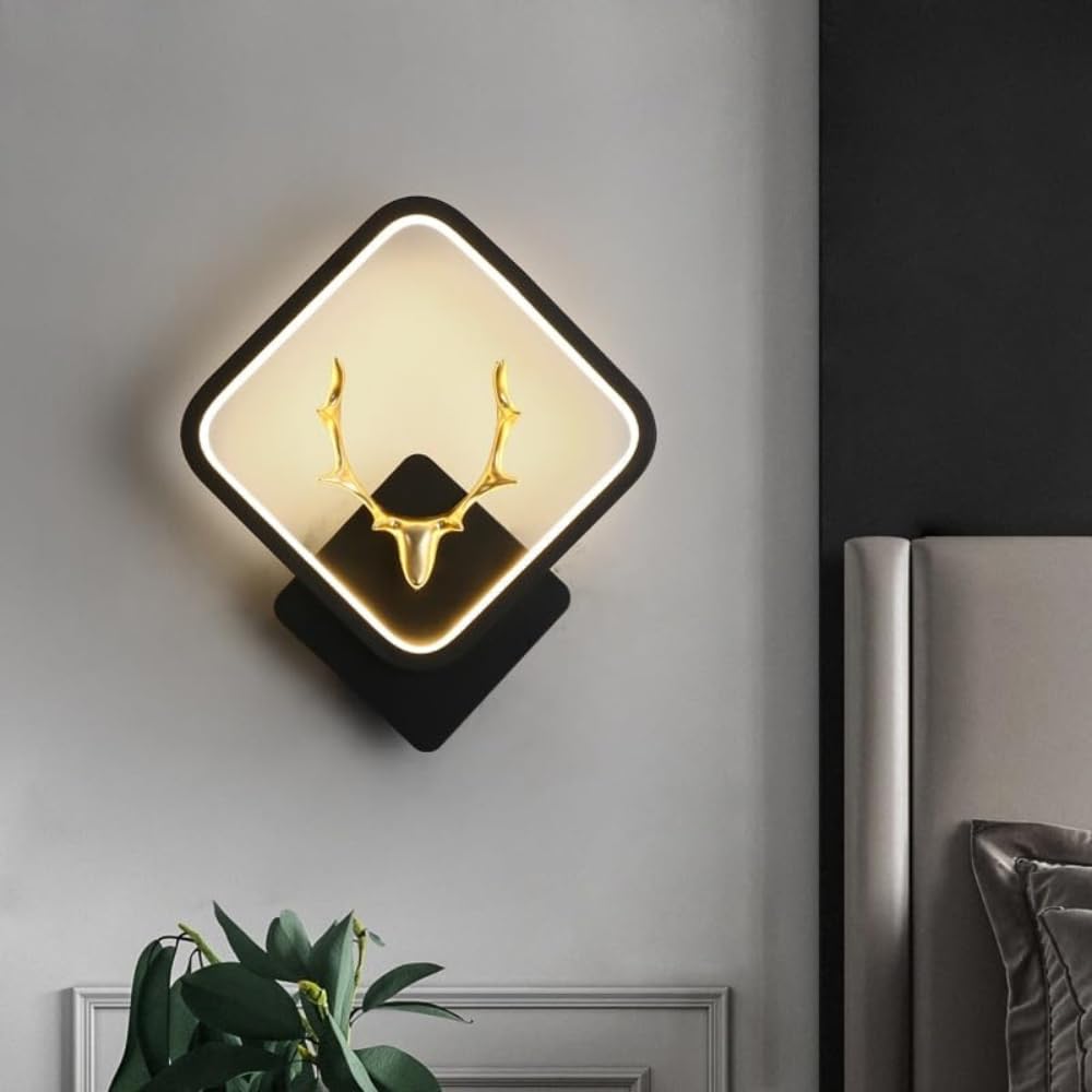 Luxury Deer Wall Light | Modern Decorative Wall Sconce for Living Room, Bedroom, Hallway & Home Décor | LED Wall Lamp in Gold Finish – Rectangular Shape