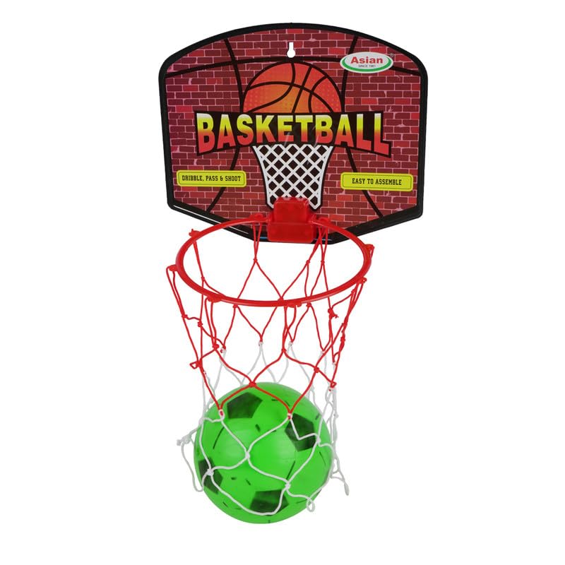 Asian Portable Plastic Basketball with Hoop for Kids Multicolor (Basic Theme)